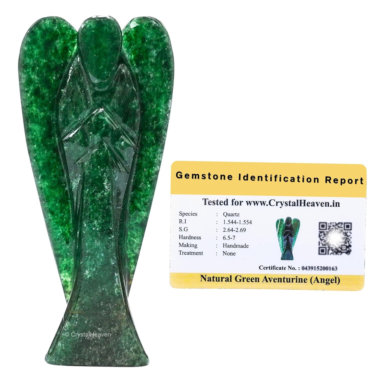 Crystal Angel Pocket Figurines Idol – AAA Grade Original Healing Gemstone for Yoga Reiki Meditation Feng Shui (Dark Green Aventurine, Small (1.5 Inches))