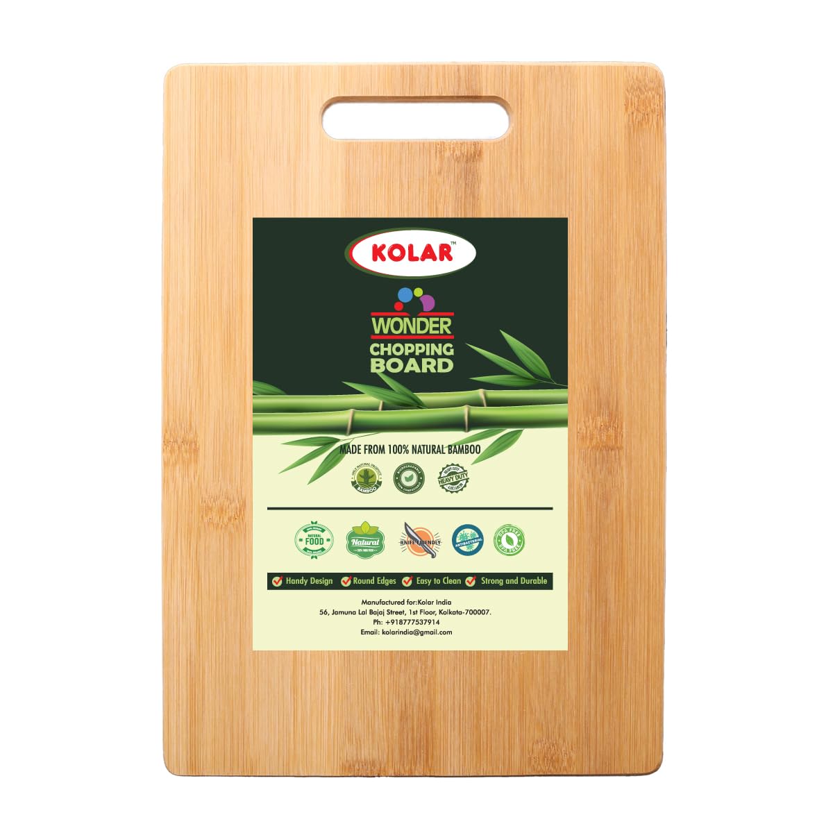 Kolar Heavy Duty Large Natural Bamboo Wood Chopping Cutting Board for Kitchen Vegetables, Fruits & Cheese | Food Safe, Toxin-Free, BPA Free, Eco-Friendly, Anti-Microbial