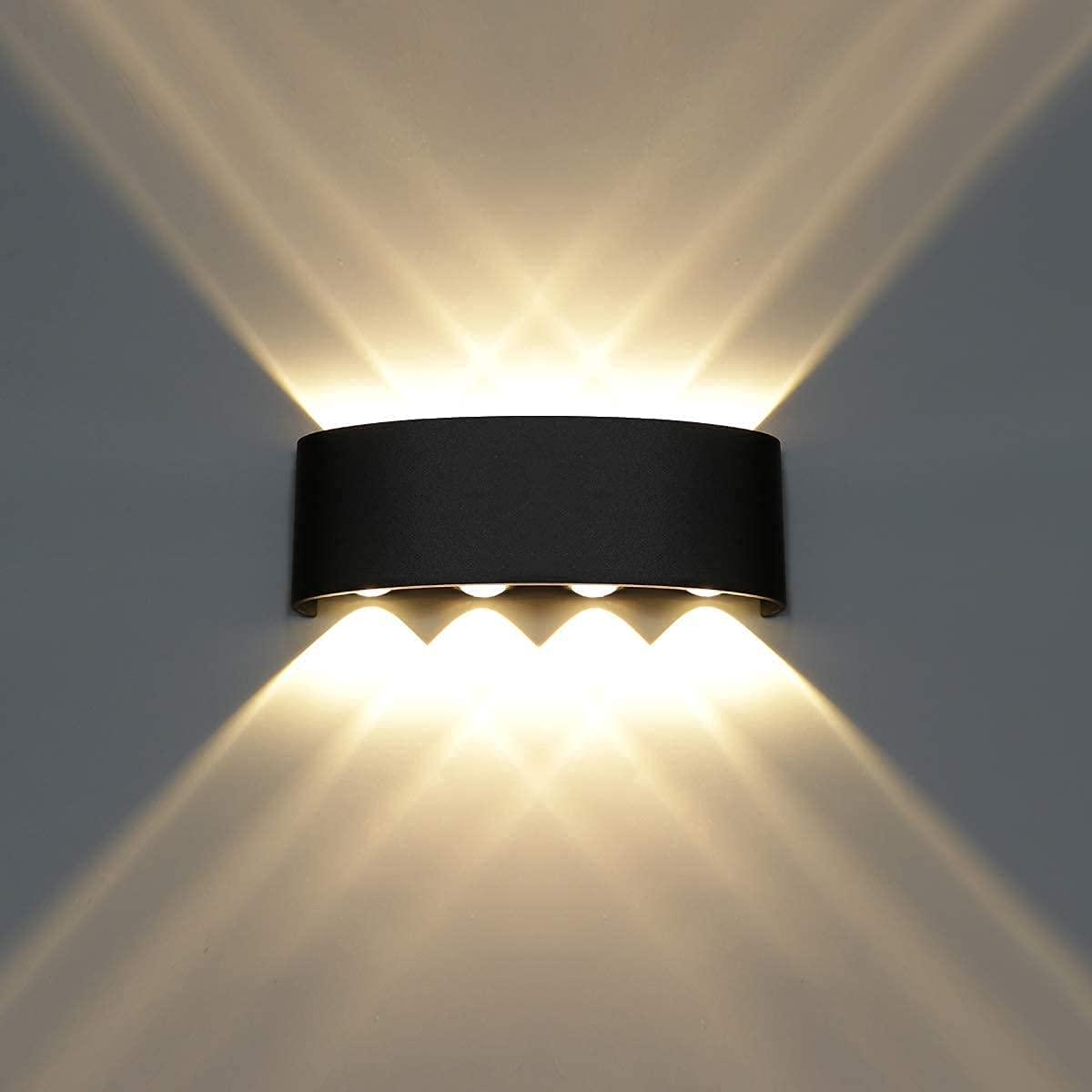 FILLISKA Aluminium LED Indoor/Outdoor Up Down Wall Light Warm White, IP-65 Waterproof & Shockproof Body(2 Year Warranty) (MattBlack 4up + 4down)