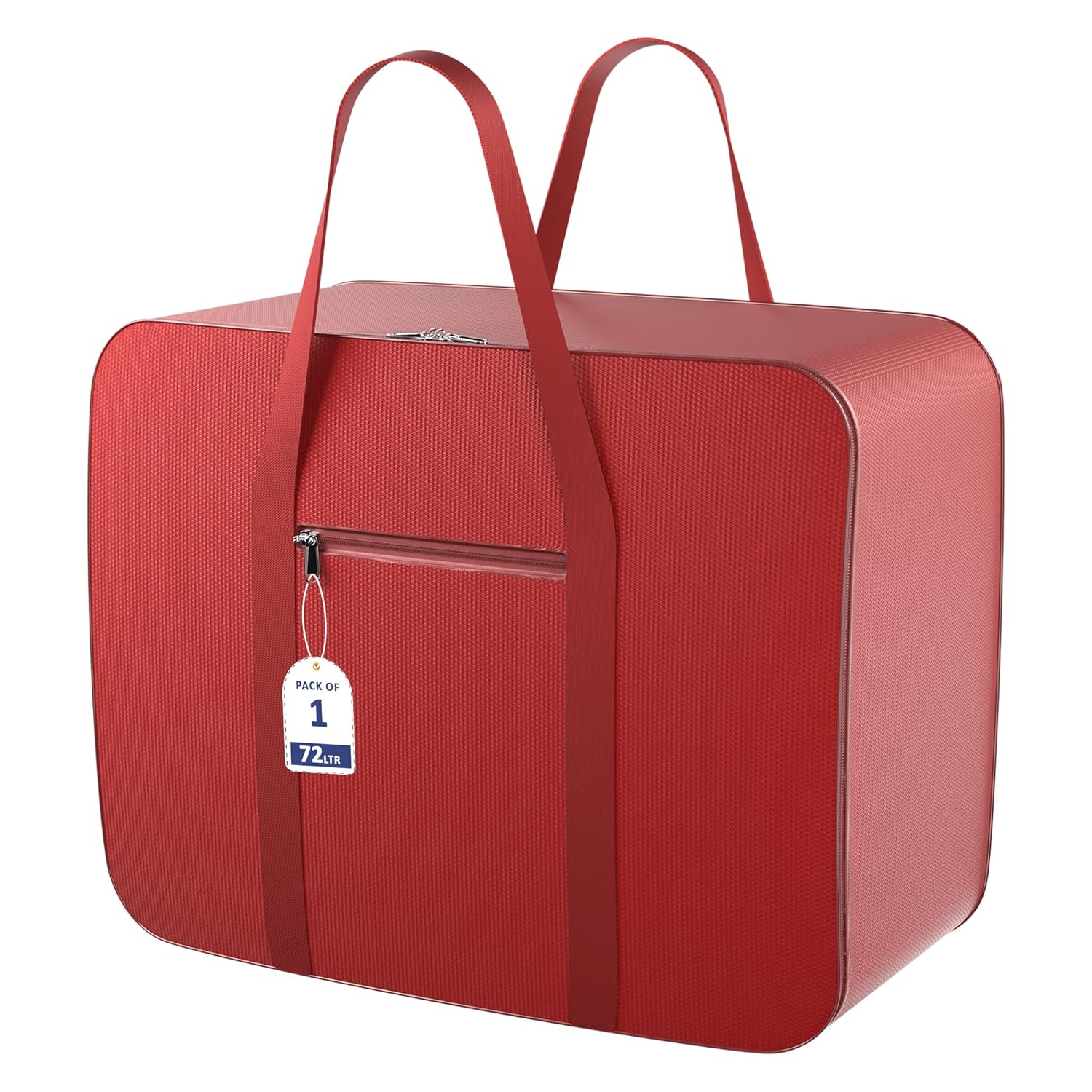 Kuber Industries Large Capacity Rexine Moving Bags for House Shifting & Storage | Clothes/Blanket/Quilt Organizer for Home, Hostel, Travel | Foldable Attachi Bag with Handle | Large | Red