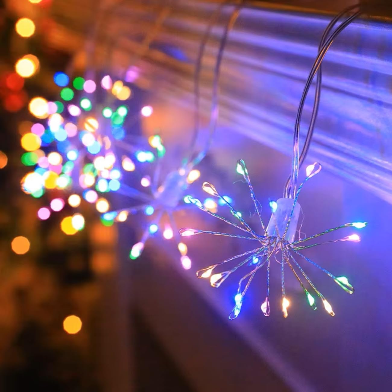 MIRADH Starbursts Lights, 10 ft USB-Powered Waterproof Warm-White Fairy Star String Lights – Indoor-Outdoor Décor for Diwali, Navratri, Christmas & New Year (Multi)