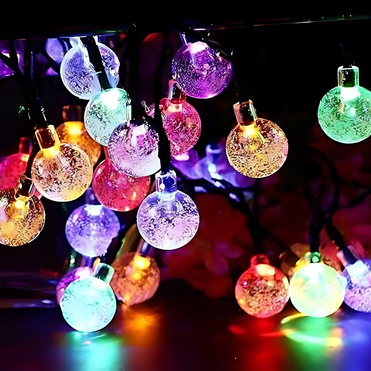 NIYAMAX Crystal Bubble Ball String LED Lights for Home Decoration String Fairy Lights – Transform Your Diwali, Christmas & Room Decoration with Enchanting Multi Lighting (3 Meter 14 led,Multi)