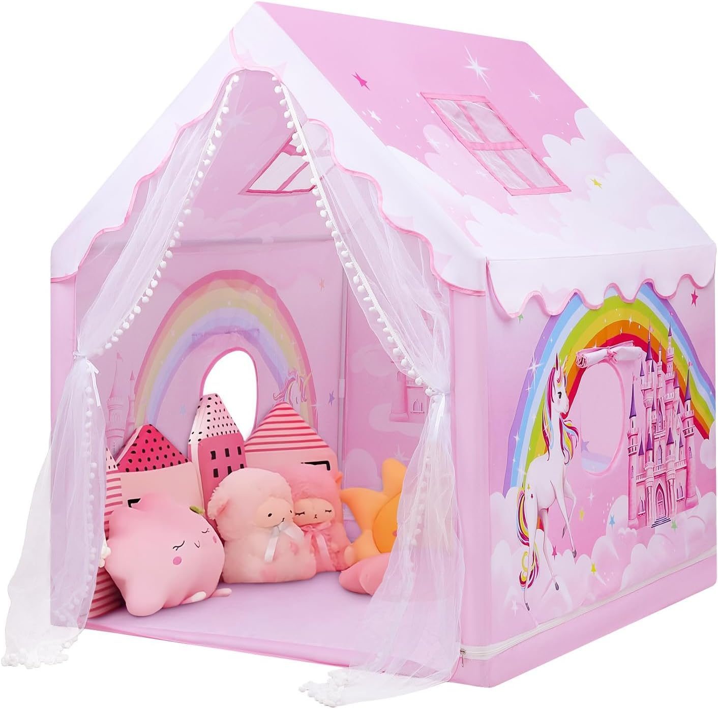 Gurukrupa International Colorfull and Light Weight Kids Play Tent House for 3 to 10 Years Old Kids Girls and Boys (Rainbow 9899)