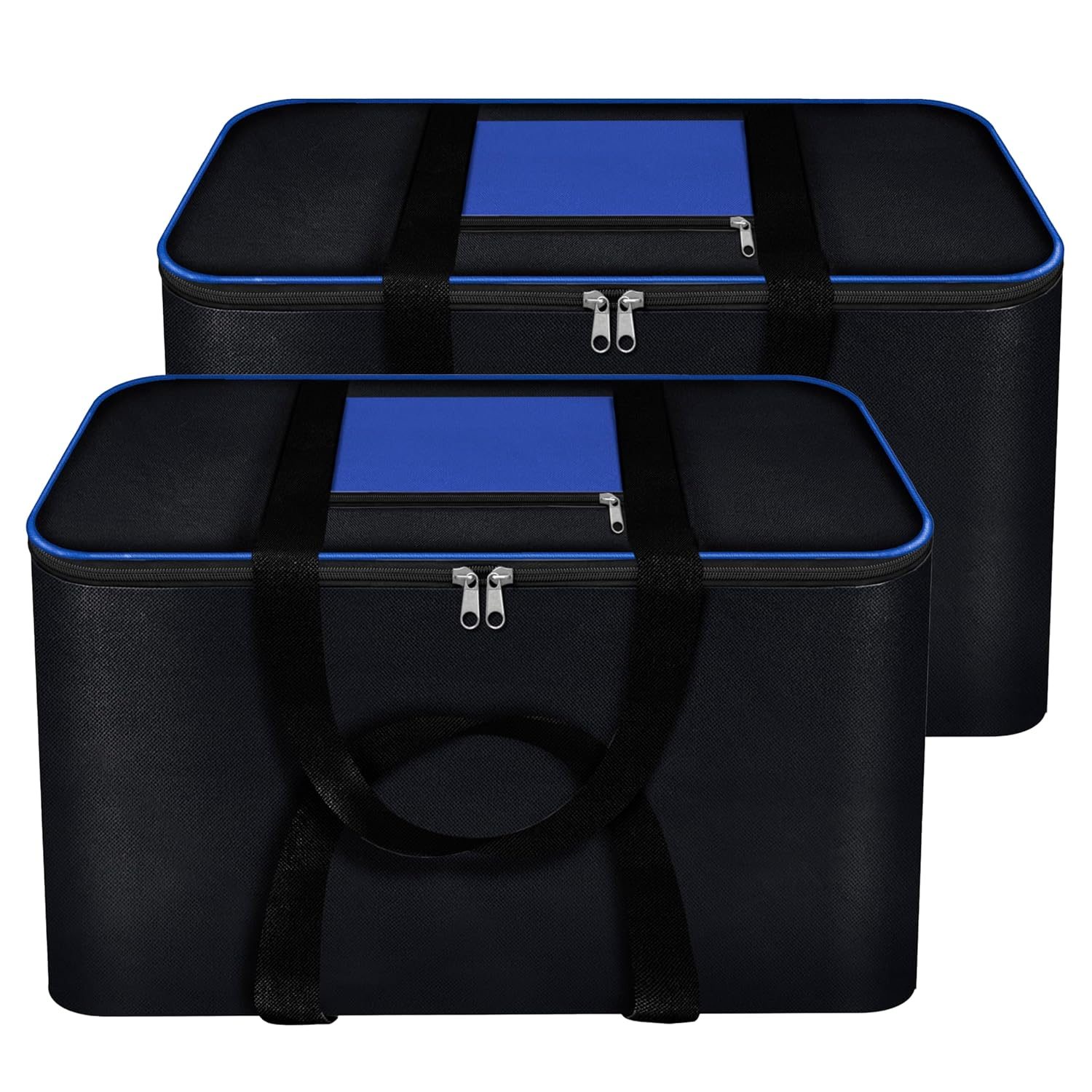 Storite 2 Pack Moisture Proof Nylon Large Size Underbed Storage Bag For Clothes (54 x 46 x 28 cm) – BlueBlack, Rectangular