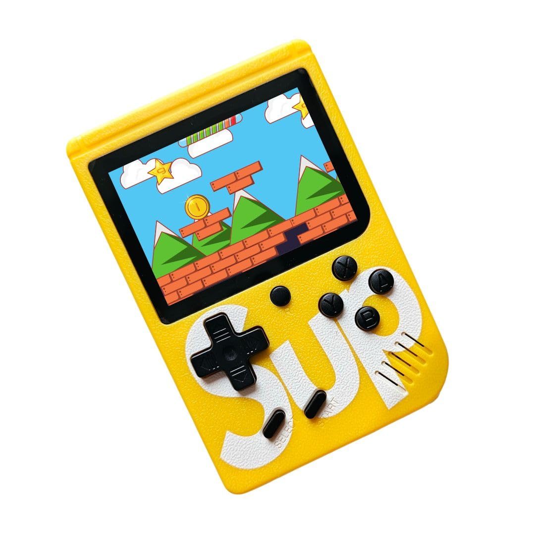 The Flair Store™ SUP 400 in 1 Retro Video Game for Kids and Adults -Classical Handheld Games for Kids -Game Box with TV Output & Gaming Console, USB Rechargeable Video Game (Yellow)