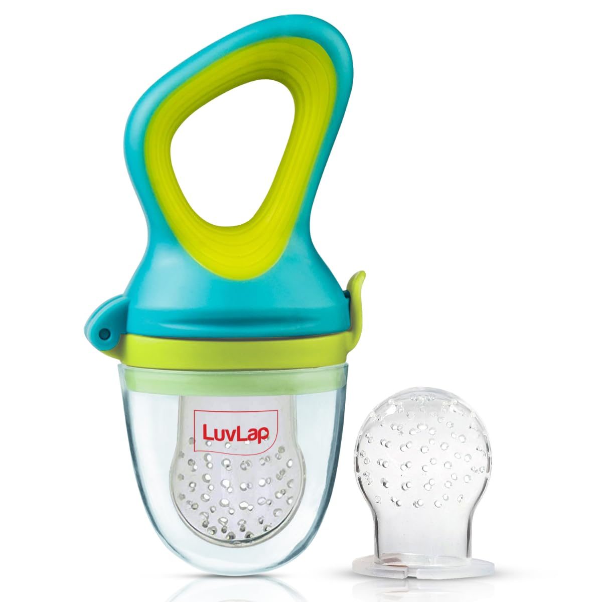 LuvLap Silicone Food/Fruit Nibbler with Extra Mesh, Soft Pacifier/Feeder, Teether for Infant Baby, Infant, Elegant Blue, BPA Free