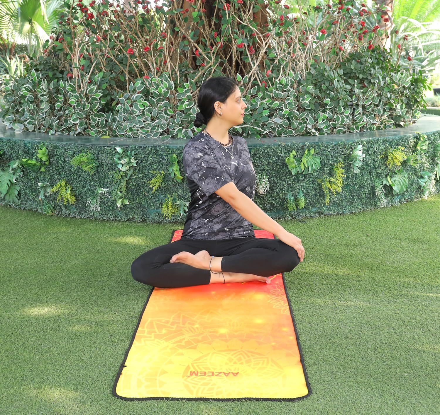 AAZEEM Premium Printed Extra Thick Non Slip Exercise & Fitness Mat for All Types of Yoga, Pilates & Floor Workouts | 24 X 68 Inches | Yellow Color |