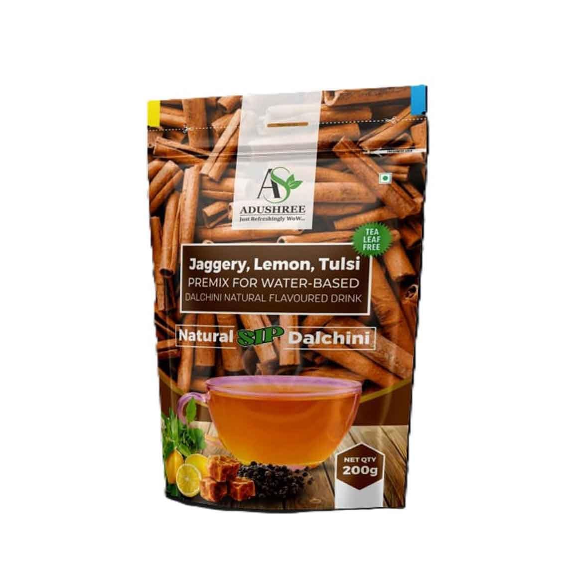 ADUSHREE Natural Sip Dalchini Flavoured Herbal Tea Premix | Premium Instant Dalchini Tea Premix | Ready to Drink | Healthy Beverage Drink – 200 Gm