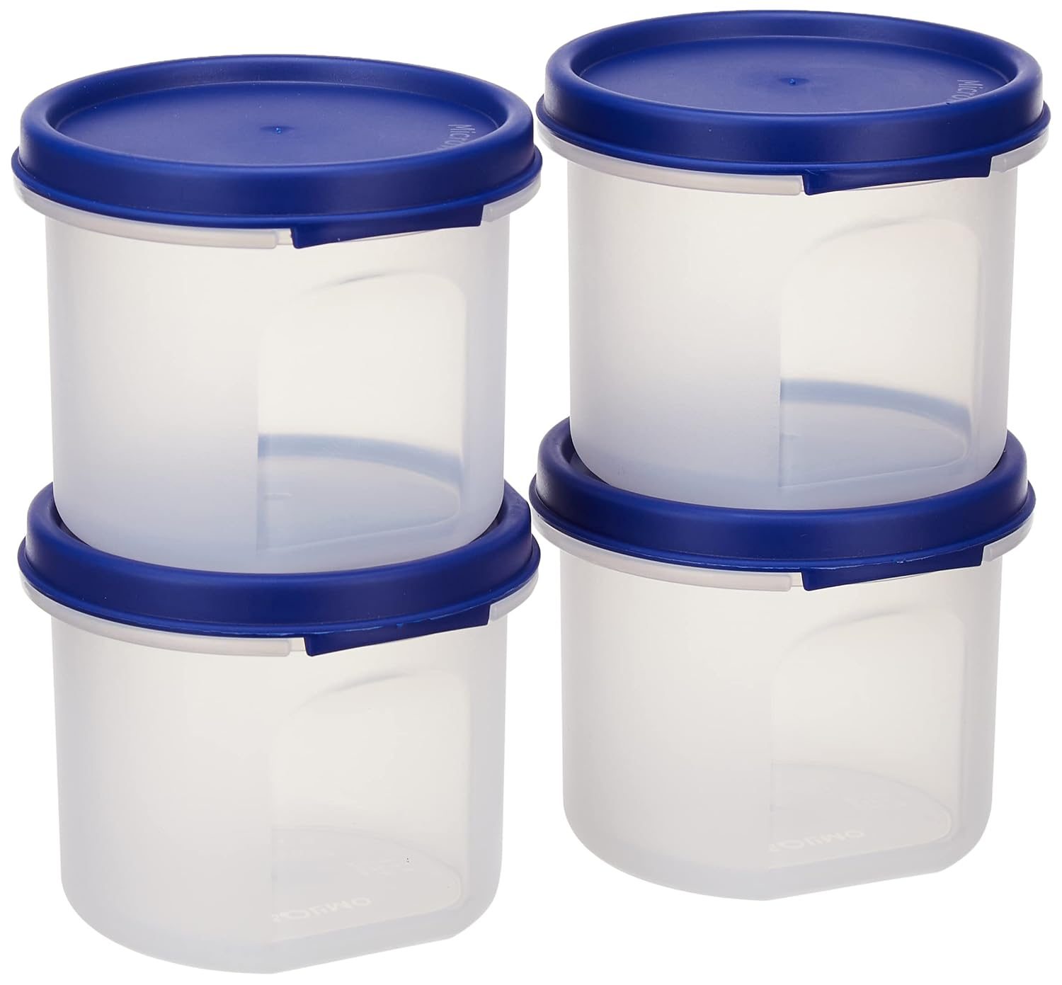 Amazon Brand – Solimo Plastic Slim Storage Container,Set of 4(285 Ml Each),Blue