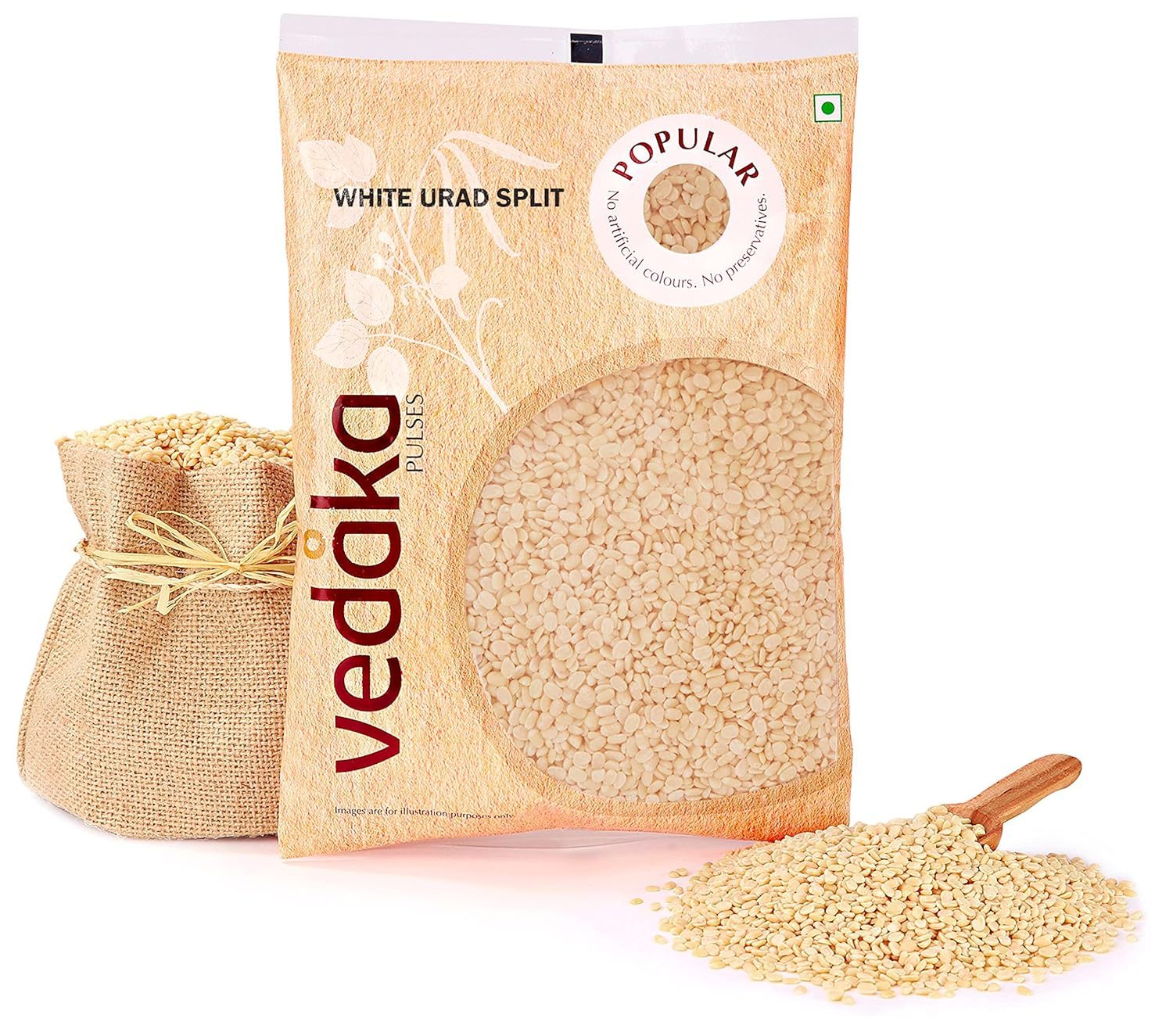 Amazon Brand – Vedaka Popular Unpolished White Urad Split, 500 g|Naturally Rich in Protein||Naturally Cholesterol free
