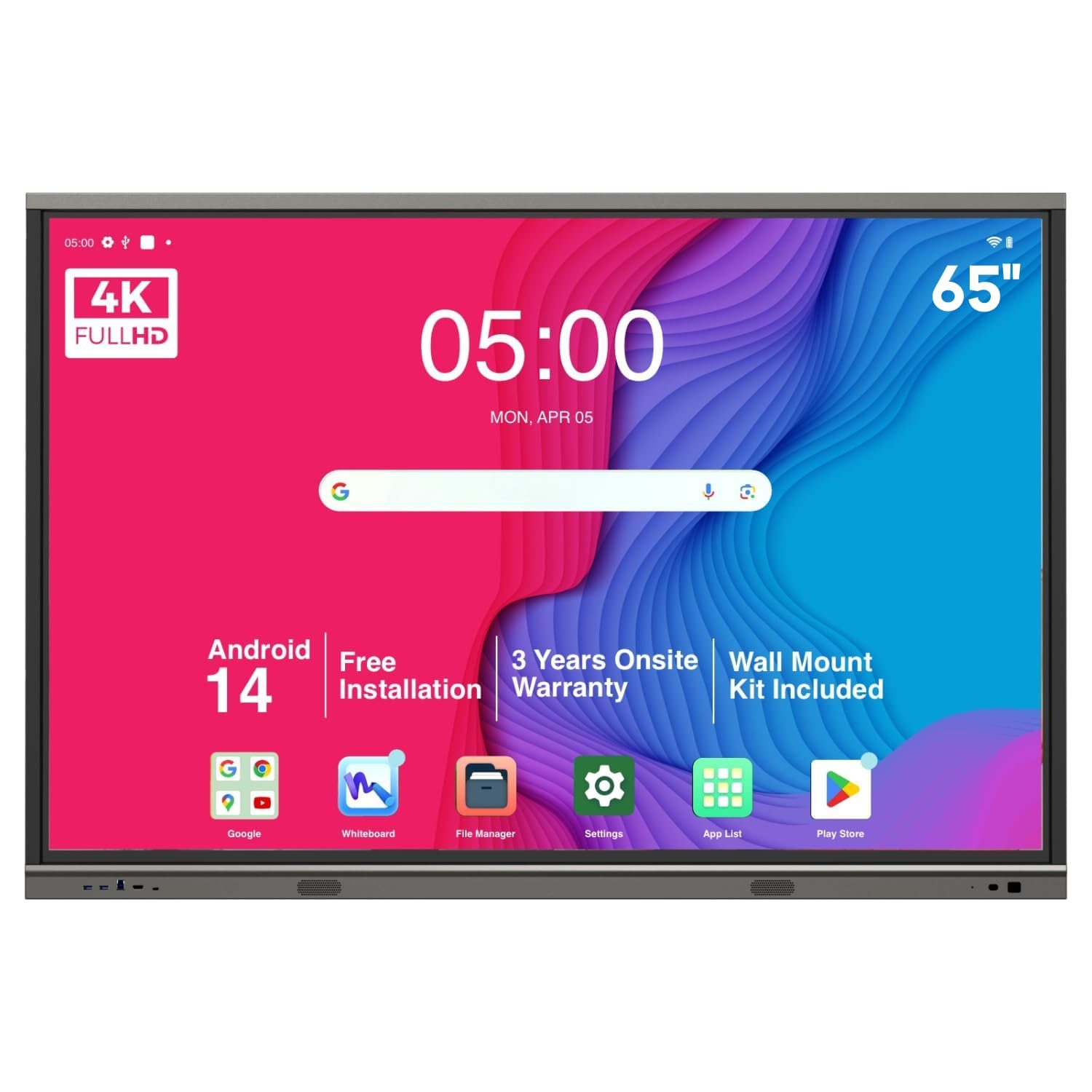 BIG VUE 65 Inch Interactive Flat Panel | Android 14 Smart Digital Board | 8GB RAM 128GB ROM | Multitouch Screen Display for Teaching, School, College, Institute, Classroom and Office Use