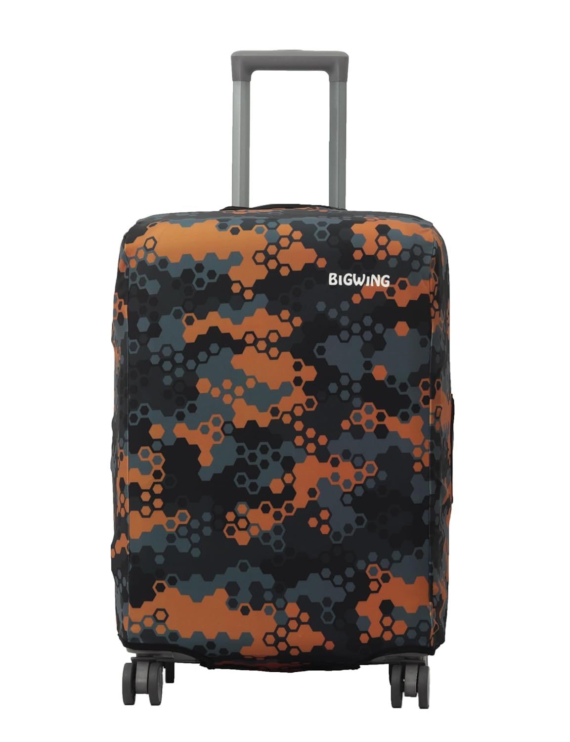 BIGWING Protective Cover in Polyester Fabric with Honeycomb Print for | 24′ Inch 65 cm Medium Size | Hard Luggage Trolley Bag Cover (Fits Only On Fiber – Plastic Trolley Bag)