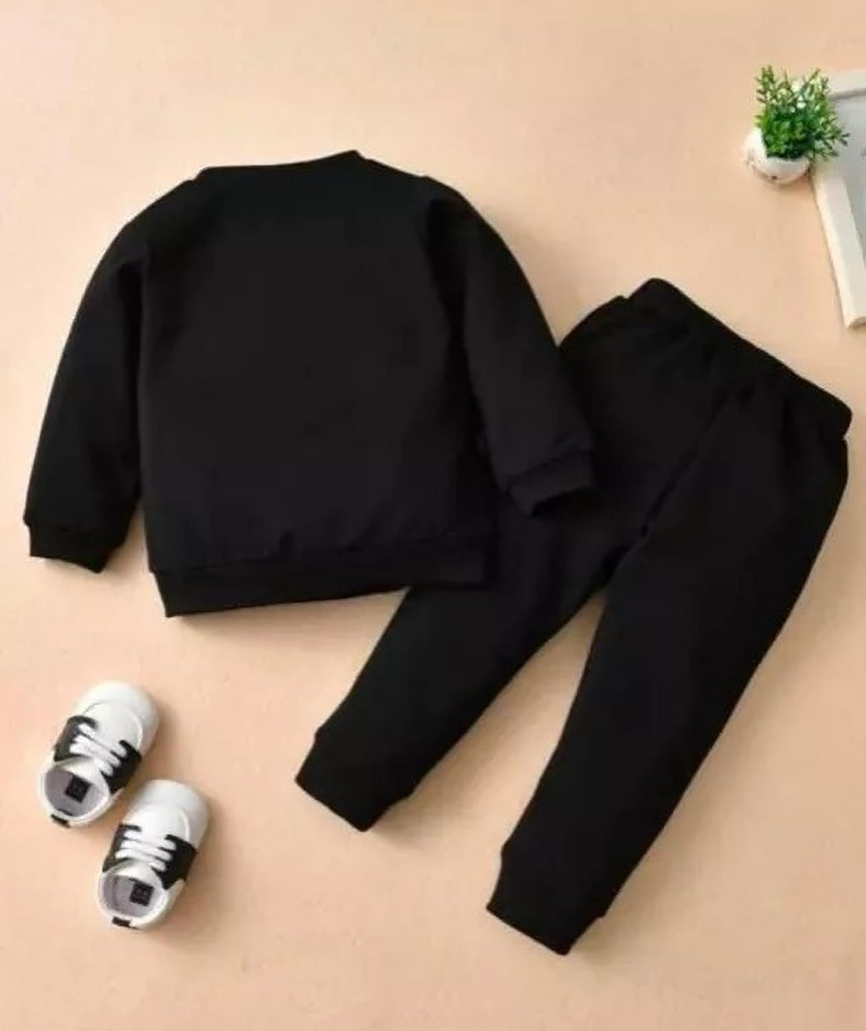 Baby Boy and Girl Full Sleeves Soft Woolen Winter Sweatshirt Hooded, T-Shirt with Pyjama Pant Dress for Kids Infant Toddler New Born Winter Clothes (6-9 Months)