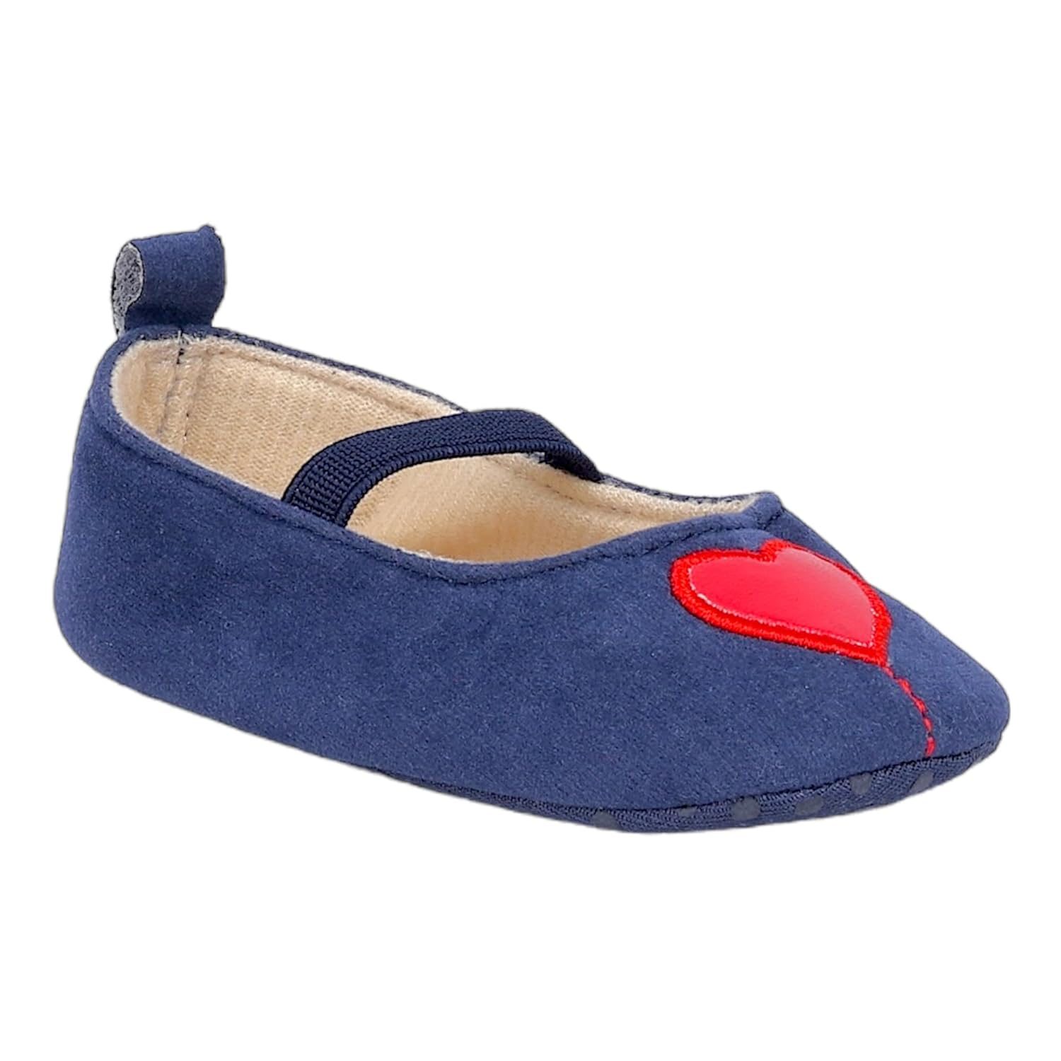 BabyMoo Booties for Baby Girls-Infants-Toddlers My Little Heart Antiskid Elastic Strap Ballerina Booties Blue and Red- Age 9-15 Months