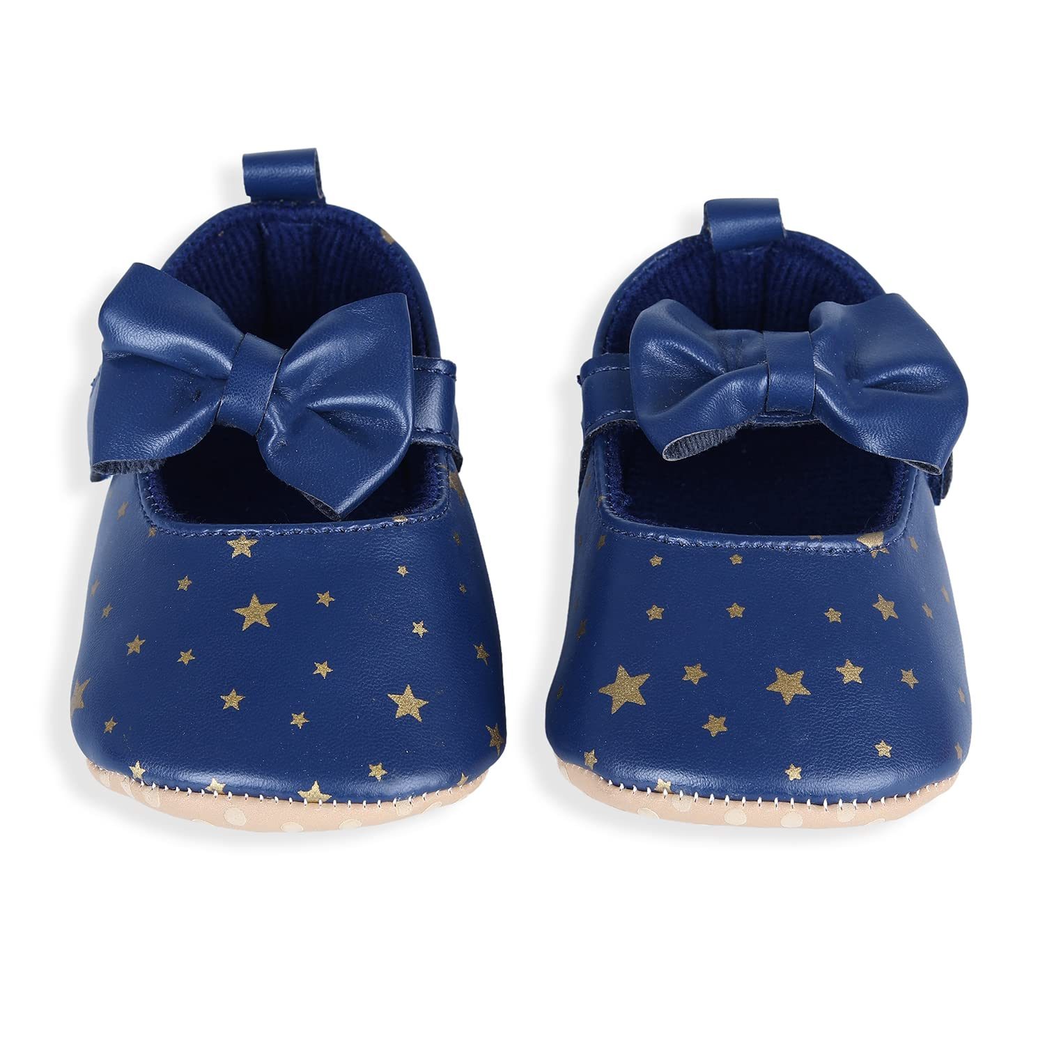 BabyMoo Star Premium Infant Girls Soft Anti-Slip Ballerina Shoes – Navy Blue_0-6M