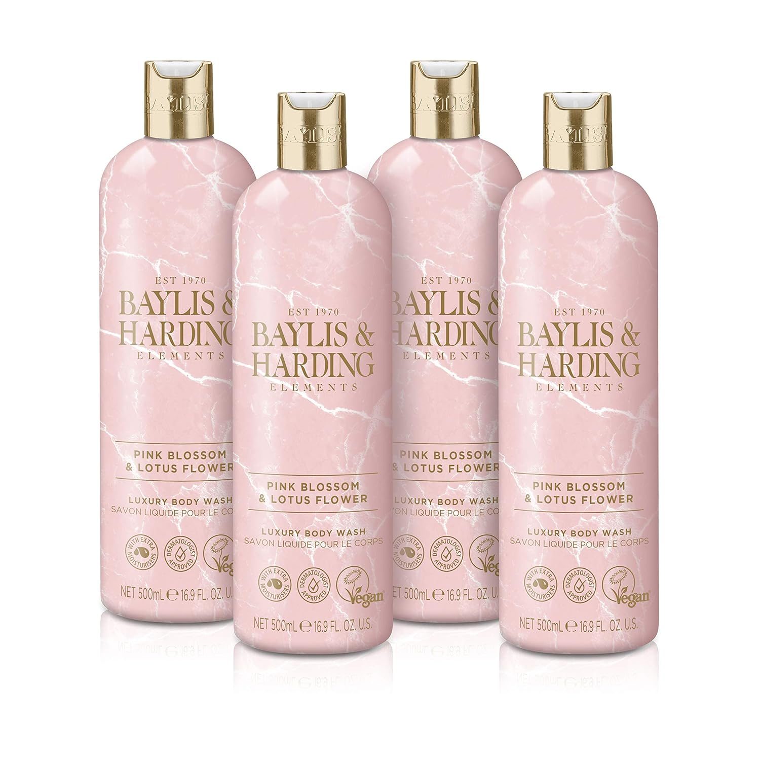 Baylis & Harding Elements Pink Blossom & Lotus Flower Luxury Body Wash, 500 ml (Pack of 1) – Vegan Friendly