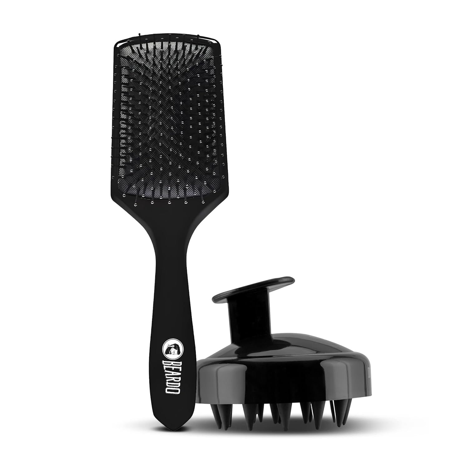 Beardo Detangling Hair Brush & Scalp Massager for Men | Men Accessories | Soft Silicone Bristles for Dry Massage, Oil & Shampoo | Hair comb for Men (Set of 2)