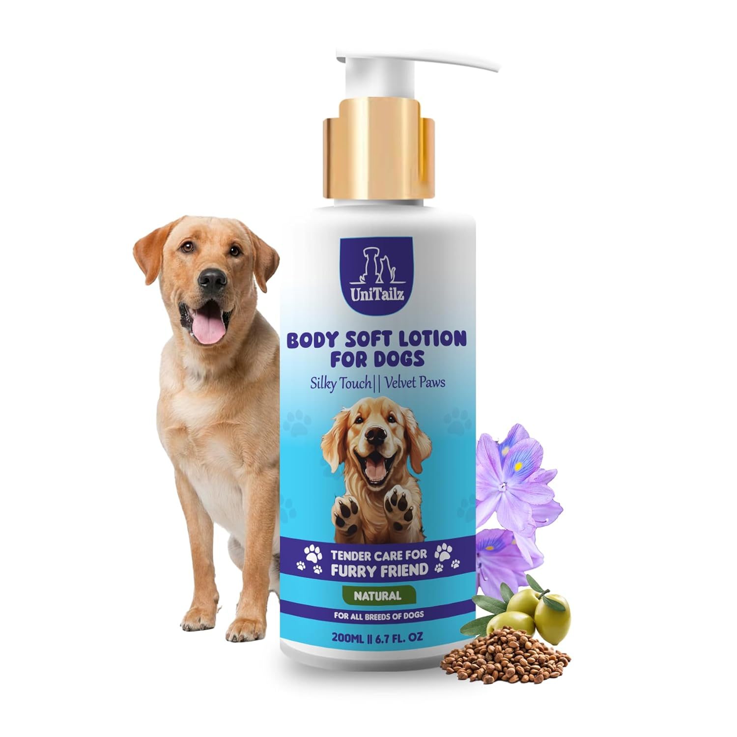Body Soft Lotion for Labrador Dogs & Puppy | Help in Skin Irritation, Nourishes, Softening Skin, Antiseptic & Anti-Allergic | Goodness of Ingredients | Suitable for All Dog Breed – 200ml