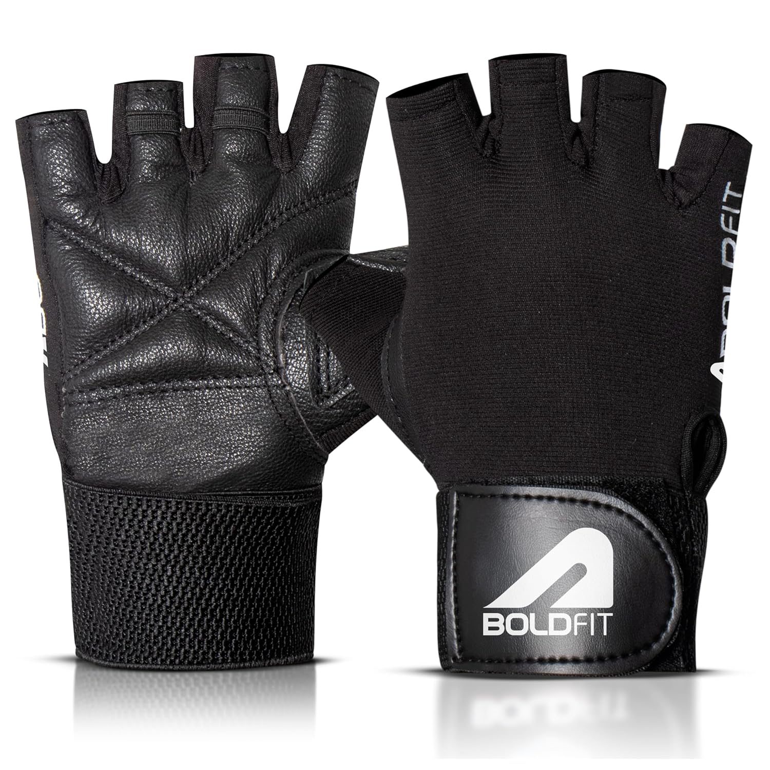 Boldfit Gym Gloves for Men & Women with Wrist Support Accessories for Weightlifting, Training, Exercise, Cycling Gloves, Bike Sports Gloves- Warrior -M, Polycotton Blend, Black, Medium (7.5″ – 8″)