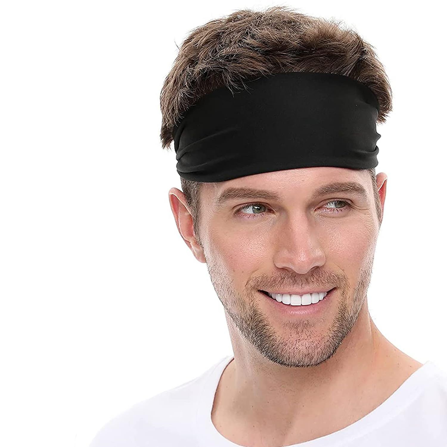 Boldfit Premium Cotton Strapless Headband for Men & Women – Anti-Slip Sports Sweatband for Gym, Tennis, Badminton & Other Sports Unisex Hair Band for Long Hair – Black (Pack of 1)