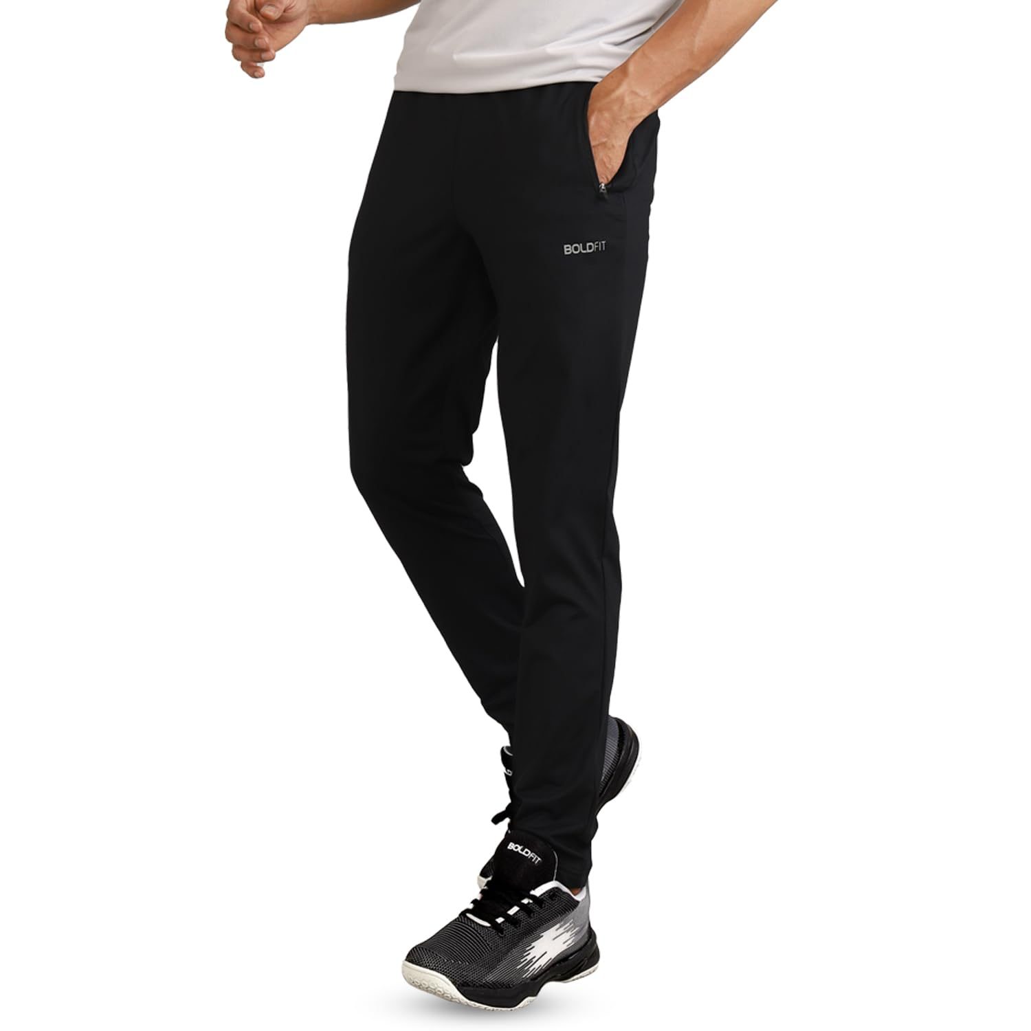 Boldfit Track Pant, Slim Fit Joggers for Running, Gym Sports Lower, Summer Track Pants, Activewear Trousers, Night Pants- Black L