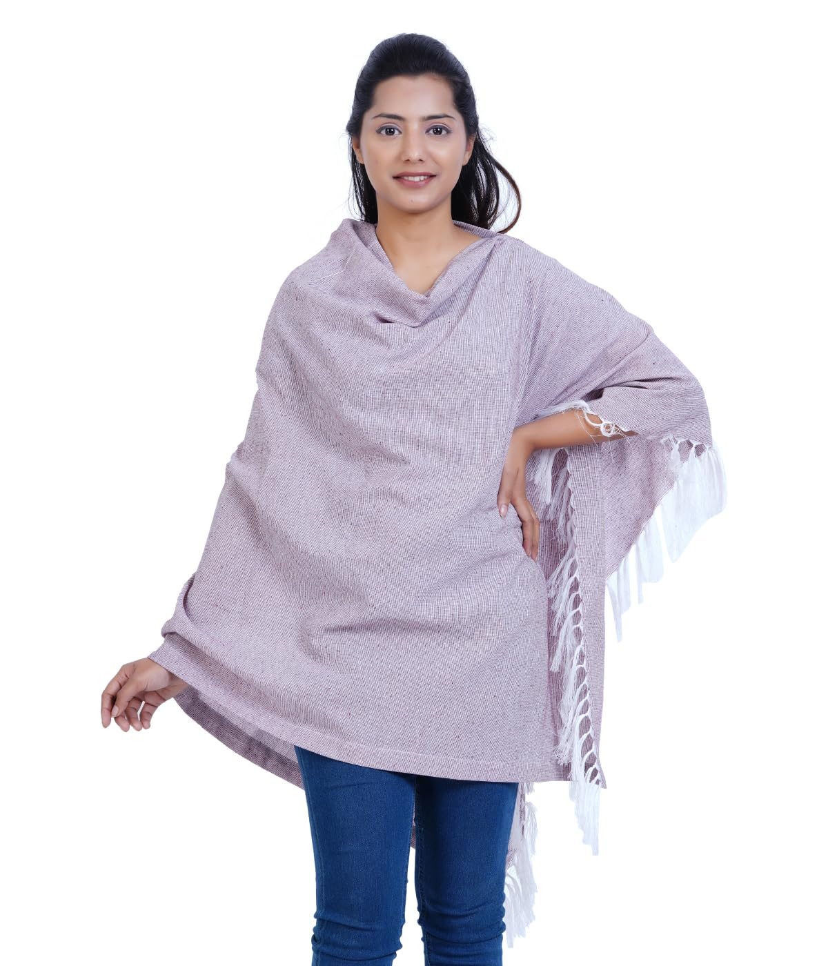 Breastfeeding Shawl/Nursing Cover for Mothers Outdoor 360 Protection Teal and White Striped Fringed Feeding Shawl (Maroon)