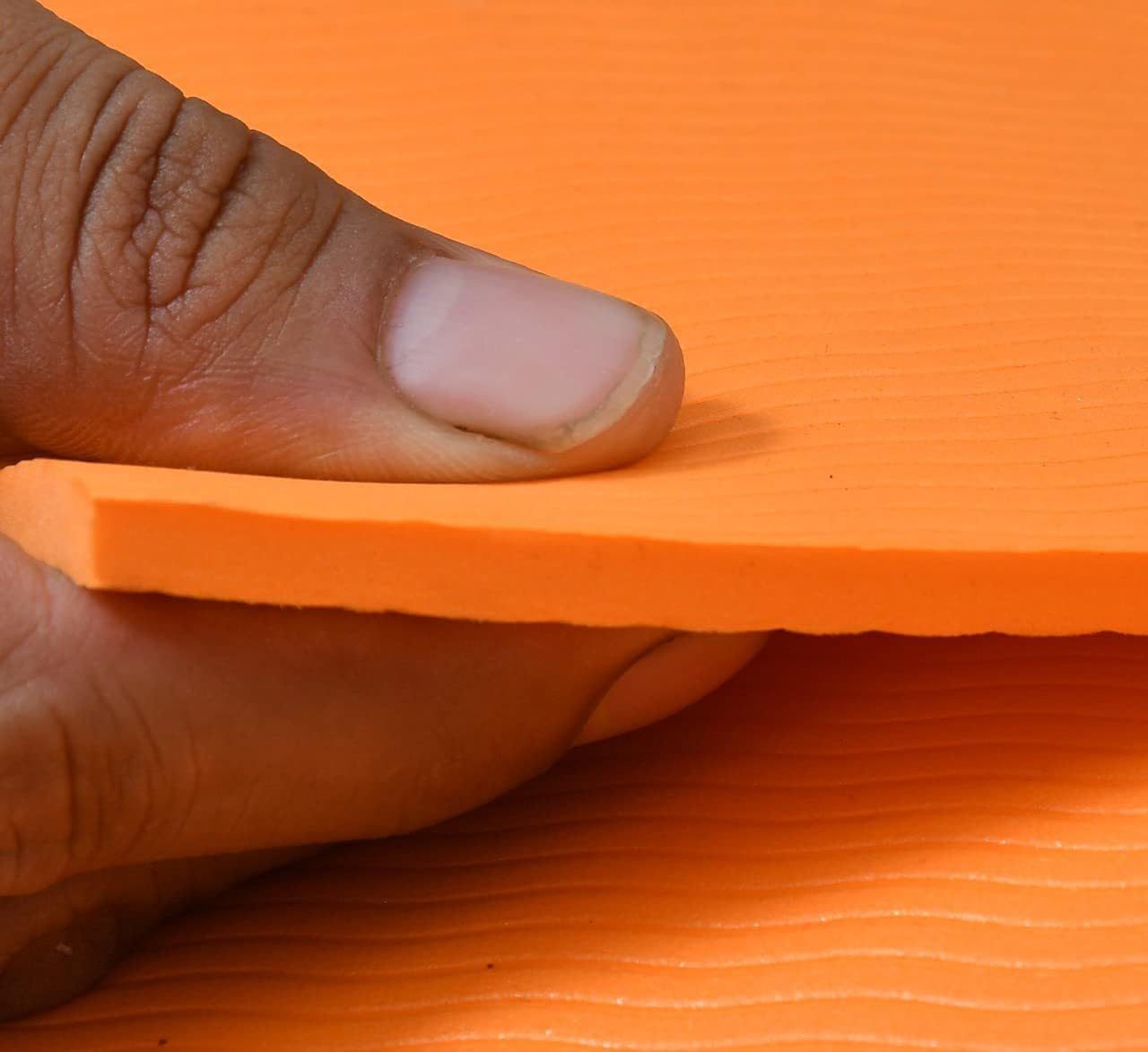 CHETAK HANDLOOM Yoga Mat – Anti Slip, Ethylene Vinyl Acetate (EVA) – For Women, Men & Kids – Home Gym & Workout – 4MM Thick, Orange