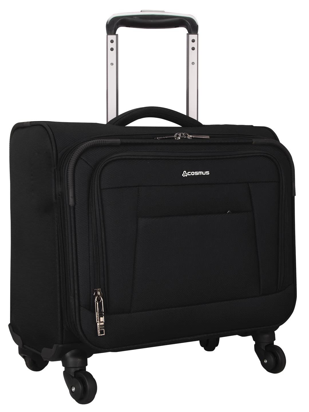COSMUS Columbus Overnighter Laptop Soft Luggage Trolley Bag with 360 Degree Rolling 4 Wheels – Black