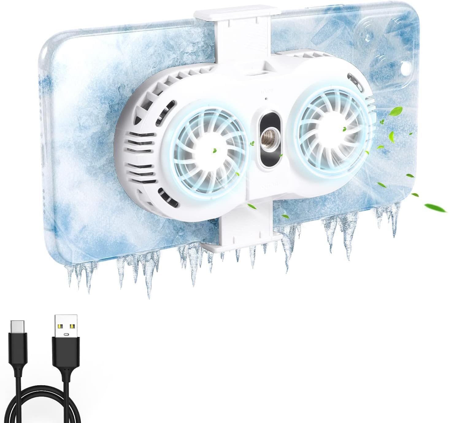 Cloyster Phone Cooler with Rechargeable Battery, Phone Cooling Fan for Gaming Fit All Types of Phone Android Smartphones, Mobile Phone Radiator with LED Temperature Display,Universal Clamp (CL-02)