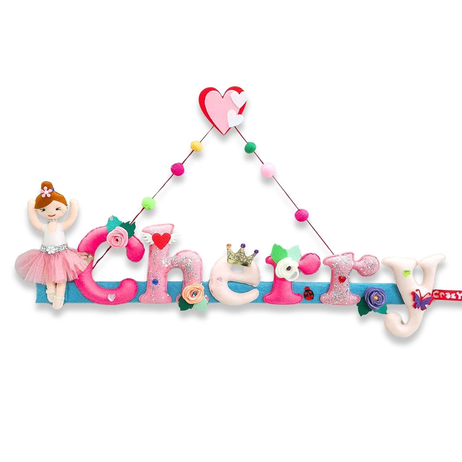 Crazy Craft Customized Kids Name Plate for Room, Handmade Kids Name Wall Hanging with Dancing Ballerina Theme for Kids Room Baby Boy, Girl Room Décor, Door Hanger, Name Plate, Wall Plaque, 10 Letter
