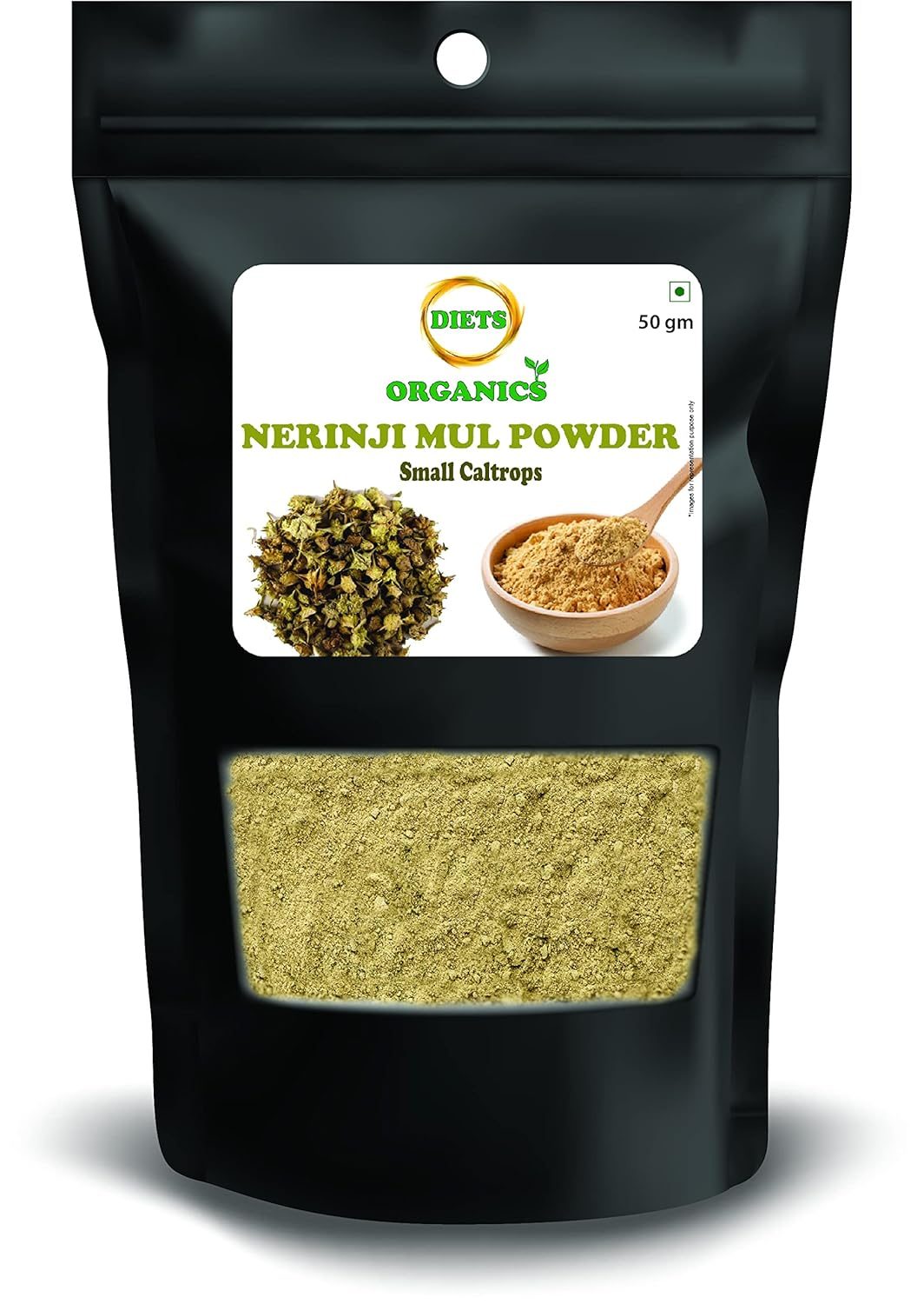DIETS ORGANICS Nerunji Mull Powder 50 gms (2) / Gokhru/Nerinjil/Cinnapalleru- powder -50 Gms PACK OF 2