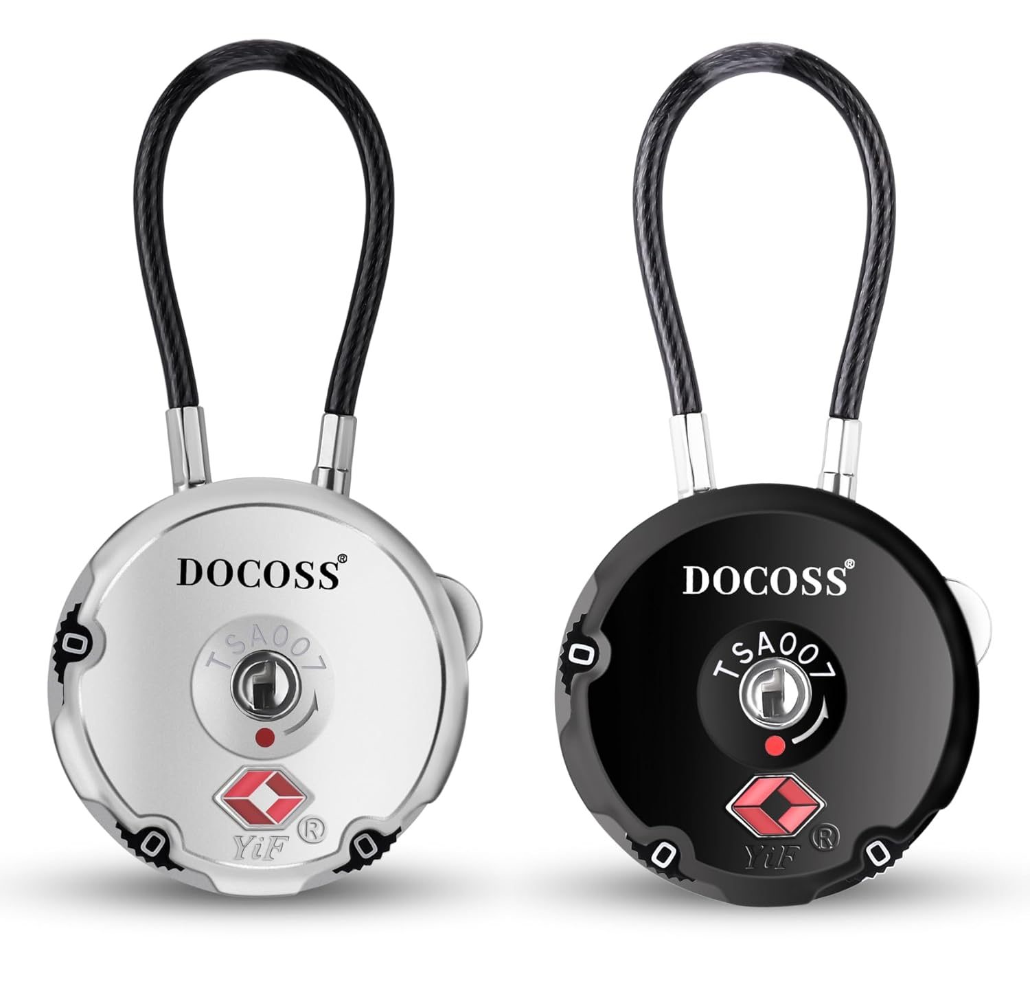 DOCOSS Metal TSA Locks, USA International Number Password Combination Luggage Travel Bag Locks – Pack of 2 (Black, Silver)