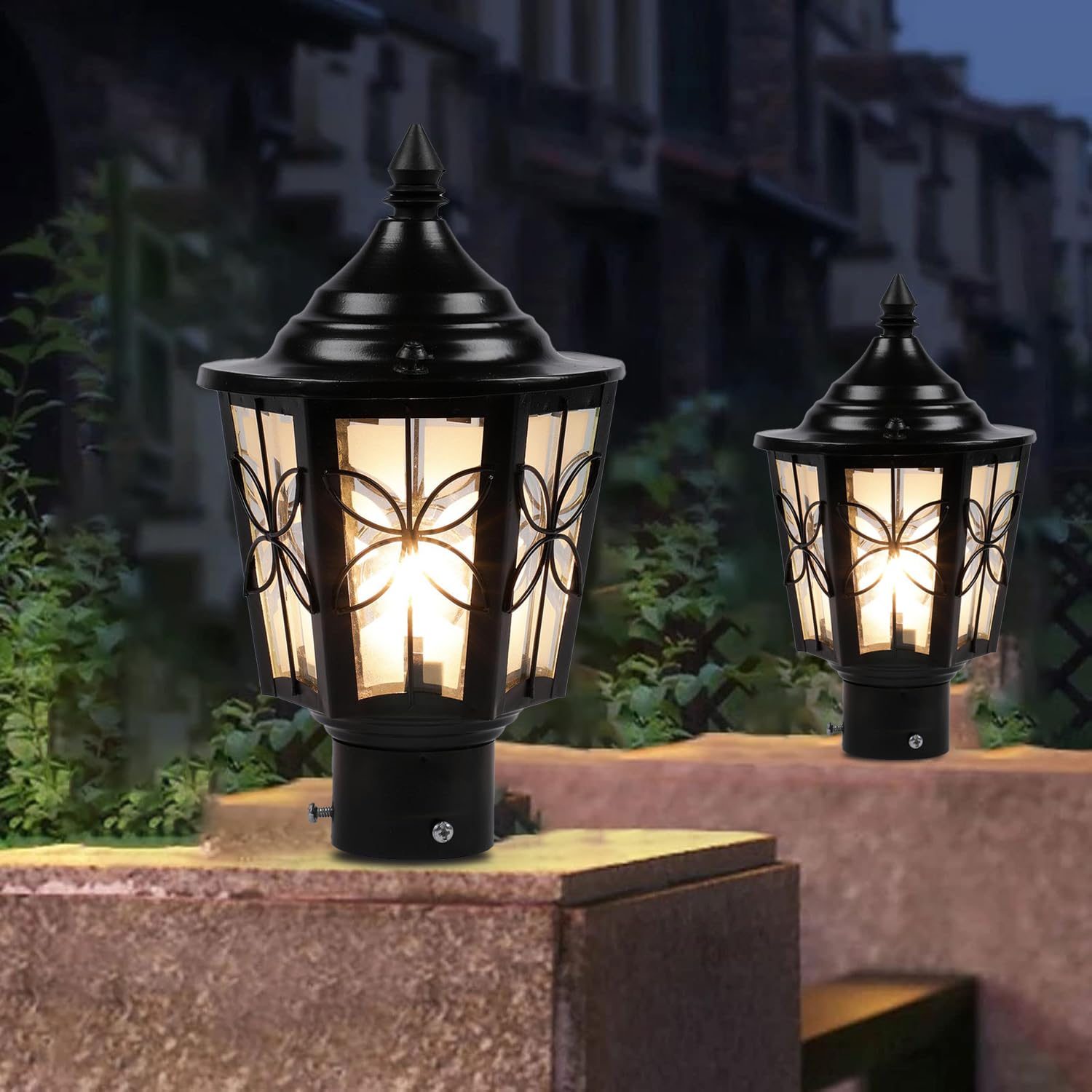 DarkVision Outdoor Gate Light Energy Efficient Waterproof Decorative Exterior Fixture for Garden Pillars, Entry Gates, Patios, Driveway, Porch and Fence Posts (Pack of 2) (Without Bulb)