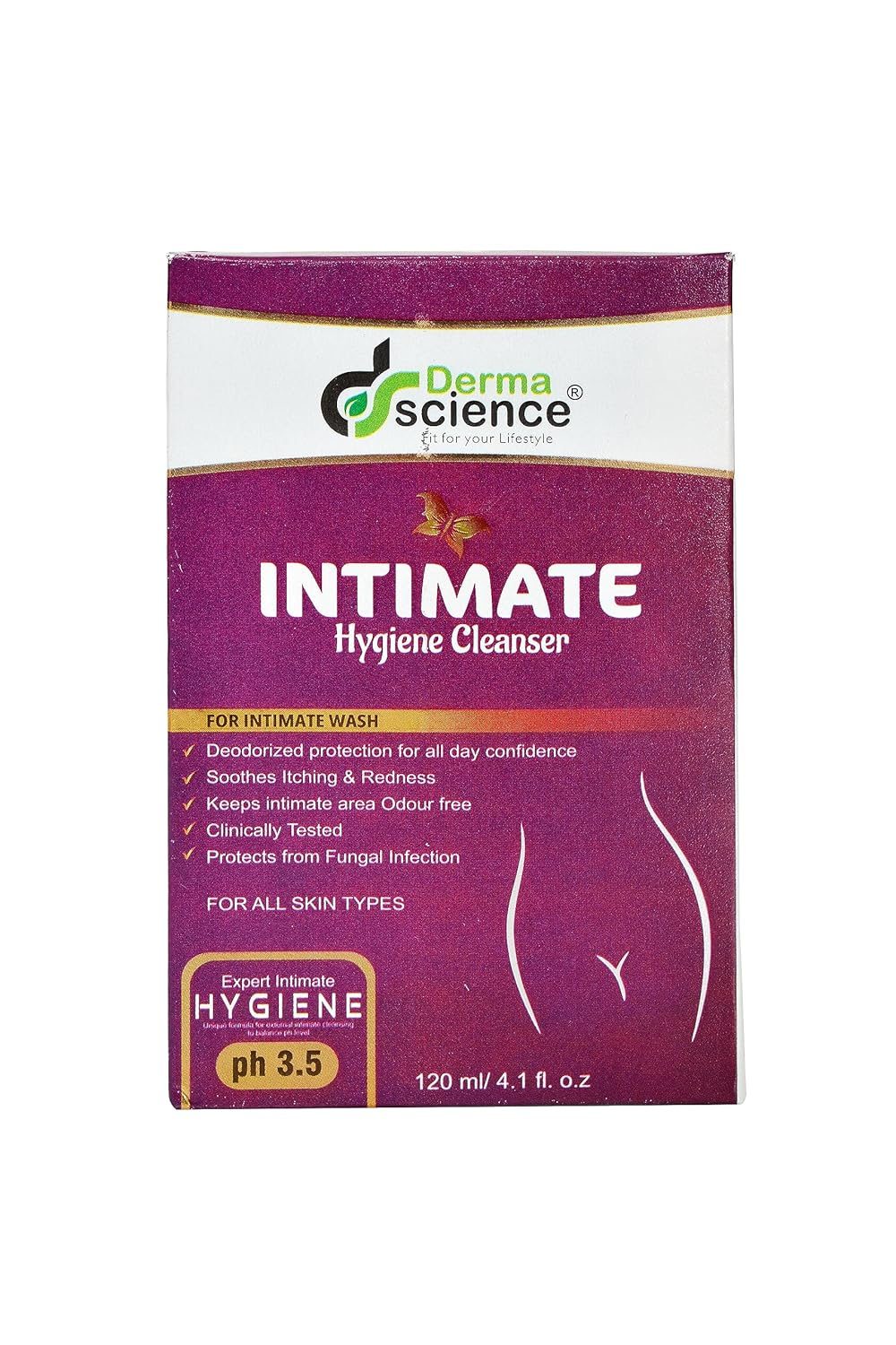 Derma Science Intimate Hygiene, 120ml, Hygiene Wash for Women, Vaginal Wash, Prevents Itching, Irritation & Dryness, Suitable For All Skin Types