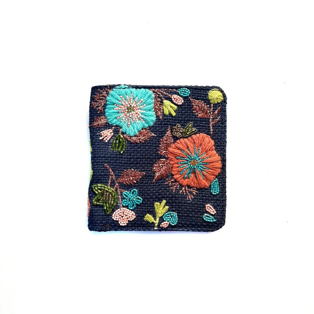 Desi Drama Queen Snap Button Wallet Blessed/Purse Blue Handloom Blue (10 x 10 cm)