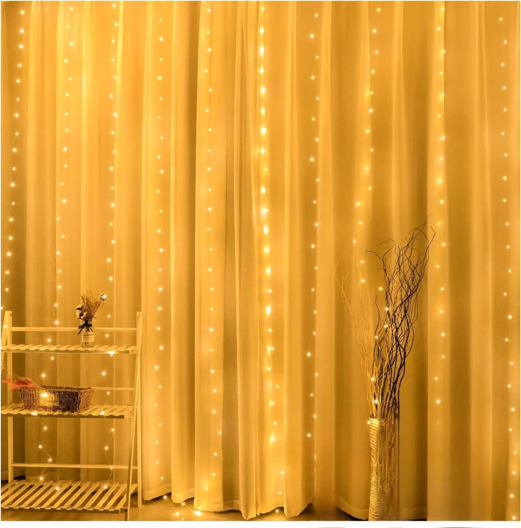 Desidiya® Fairy LED Curtain String Diwali Lights for Decoration for Home Warm White LED with 8 Modes Corded Controller, Adjustable Brightness String Light for Indoor Outdoor Decoration 5 Meter, Copper