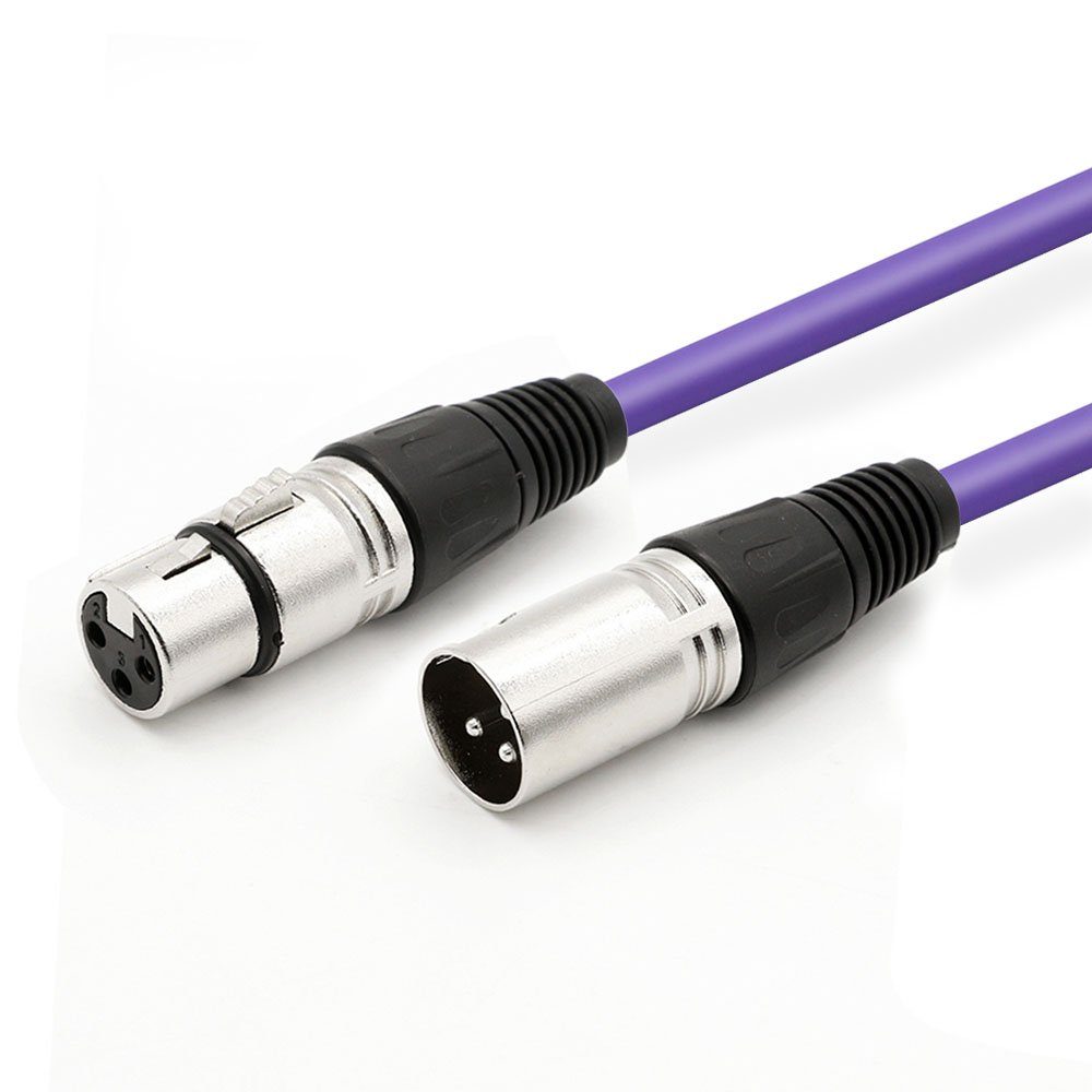 Dremake 33FT XLR-M to XLR-F Audio Cable,Mic Speaker Cable for Recording,Live Sound,Stage,DJ,Pro,Studio Cable – Purple