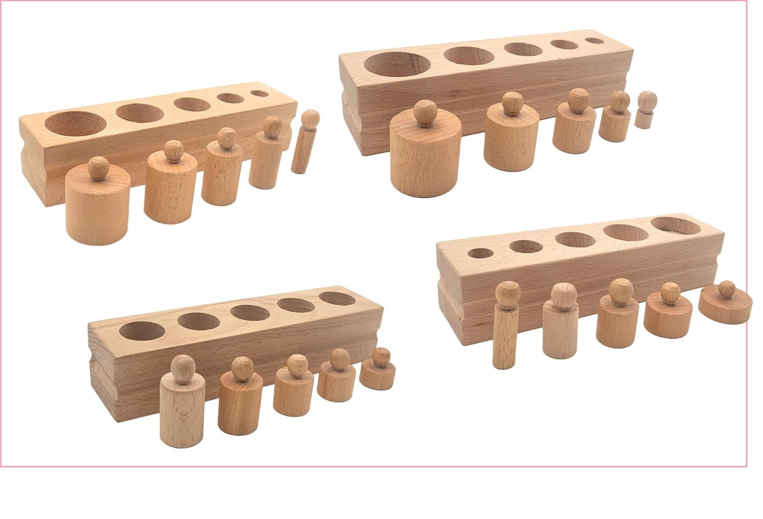 EDUTOTS Wooden Mini Knobbed Cylinder Set of 4 for Unisex Kids | Wooden Montessori Toy | Wooden Educational Toy |