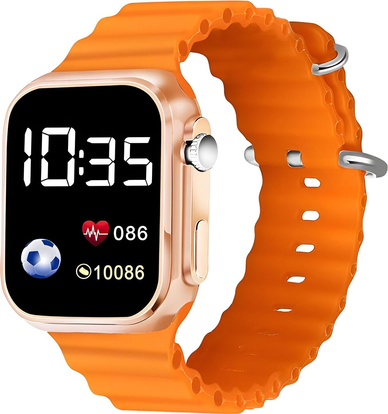 EVOTECH Orange Digital Earth Ultra Look Multi Logo Waterproof Kids Polyurethane Watch For Boys & Girls, Christmas,Birthday And Rakhi Gift (Age 4-15 Years)