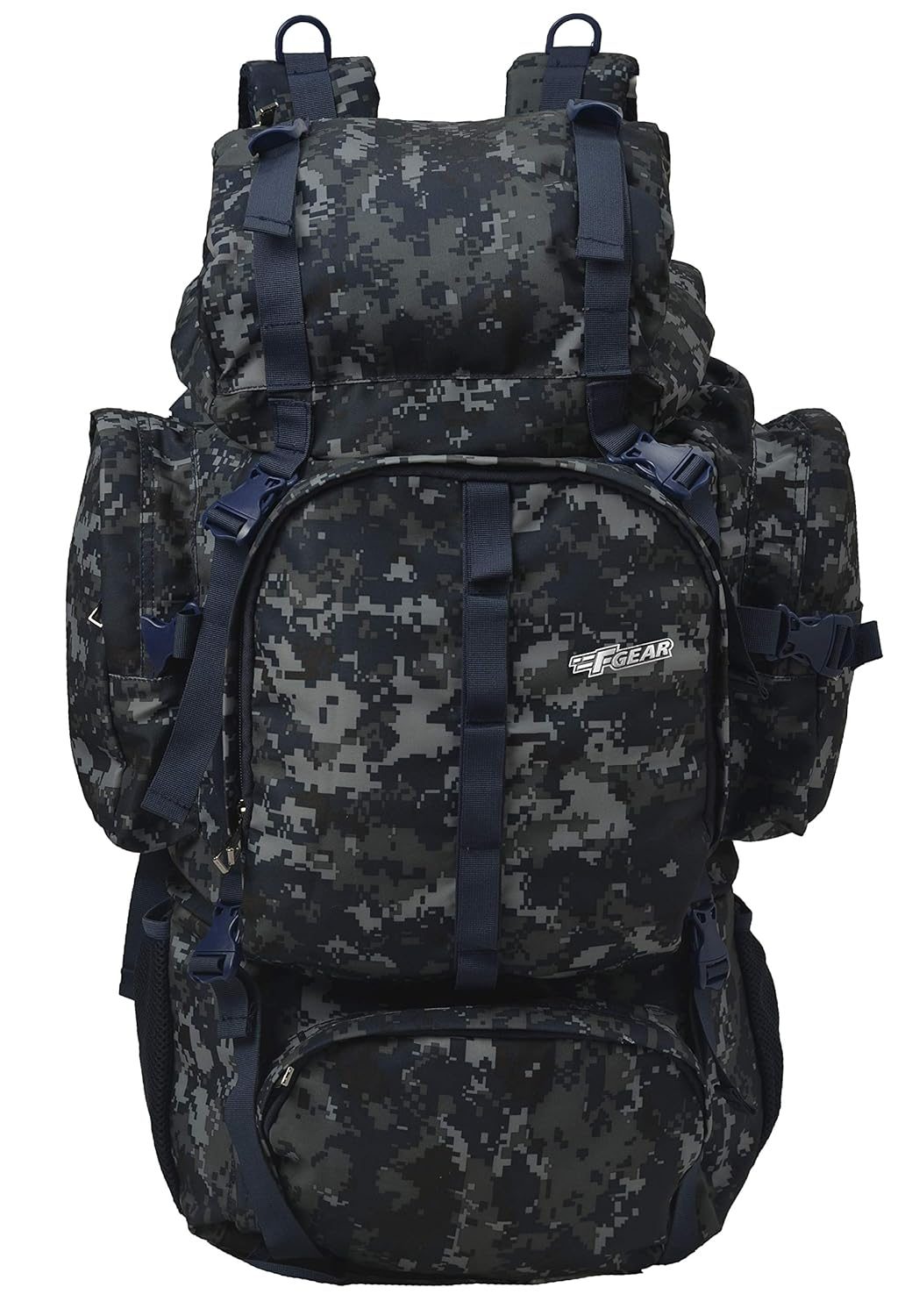 F Gear Neutron 50L, Unisex Trekking Bag|Military Bag|Army Bag|Hiking Camping Travel Leisure Tourist Outdoor Sport Rucksack|Multi Pockets, Shoulder Bag – Drawstring Top Open| (Marpat Navy)