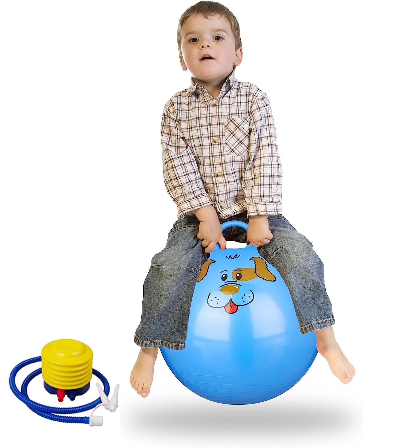 False Jumping Ball Plain – Hopper Ball, Spring Ball, Hopper Ball for Indoor & Outdoor Use – Refillable, Robust, Fitness for Children (Multicolor, 75cm)