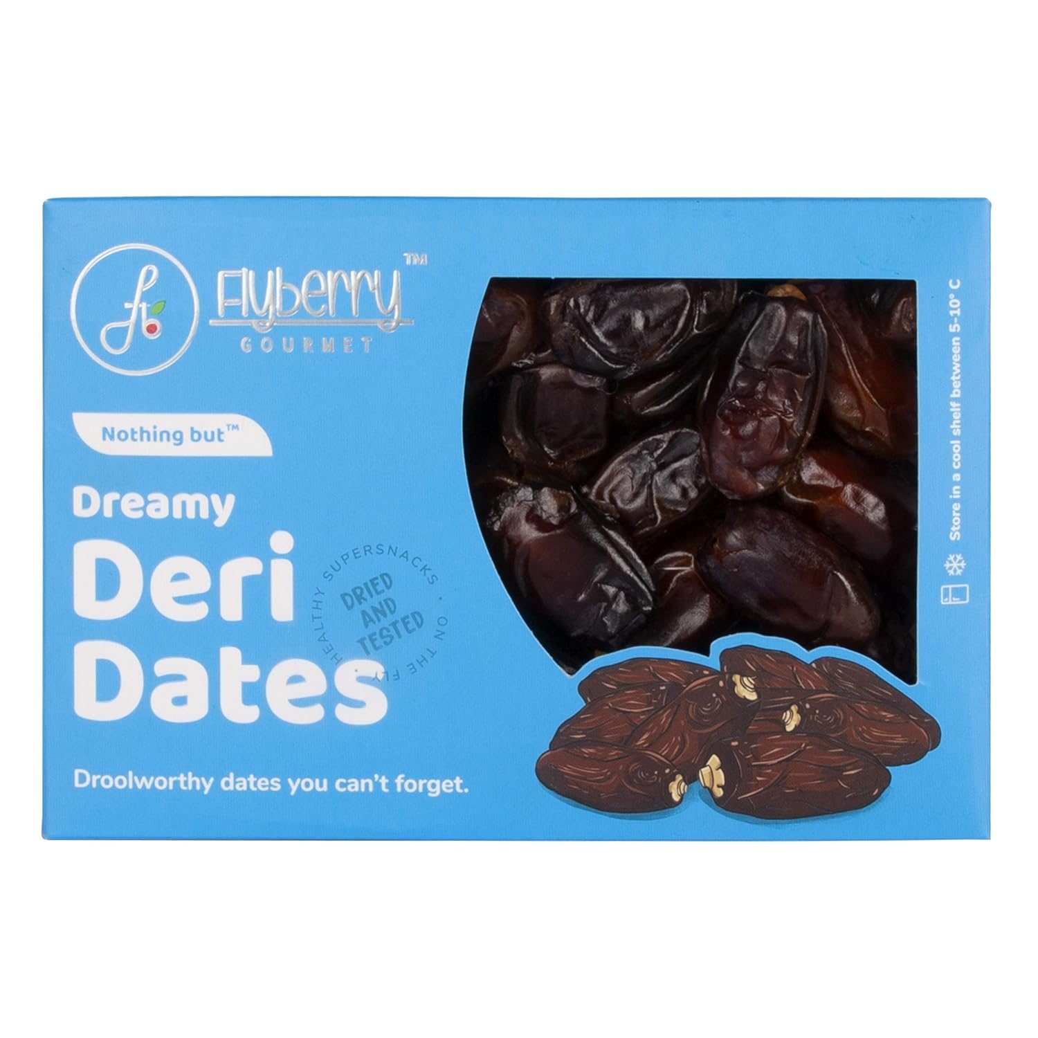 Flyberry Gourmet Deri Dates (Khajoor/Khajur) 5kg | 100% Natural | Rich in Calcium, Iron and Potassium | Instant Energy