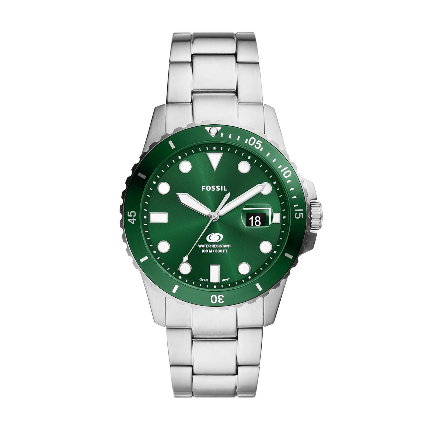 Fossil Men Stainless Steel Analog Green Dial Watch-Fs6033, Band Color-Silver