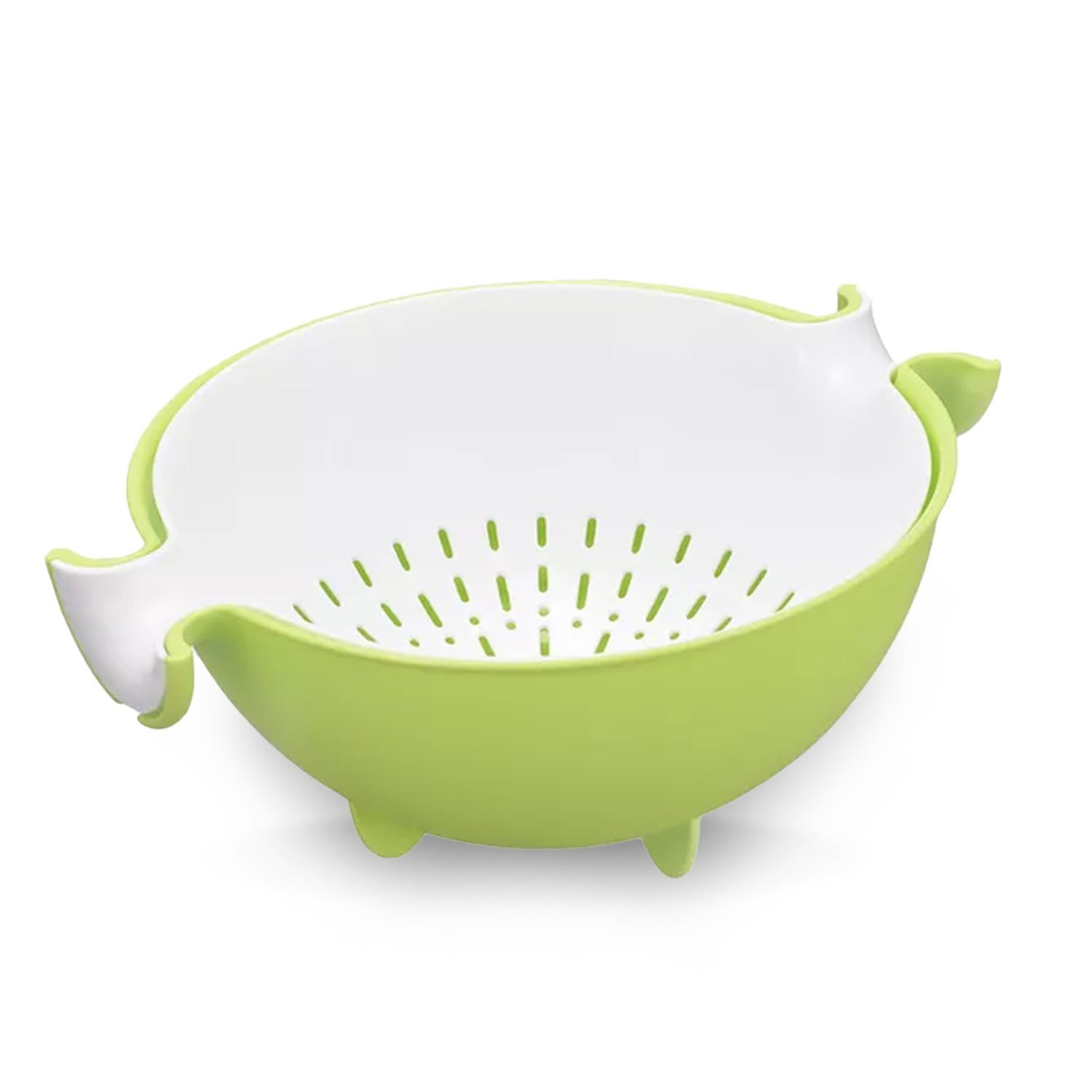 Frenchware (Green & White, 1 Unit) Plastic Colander Bowl, Premium-Grade Plastic, 100% Food Safe, BPA-Free, Dishwasher Safe