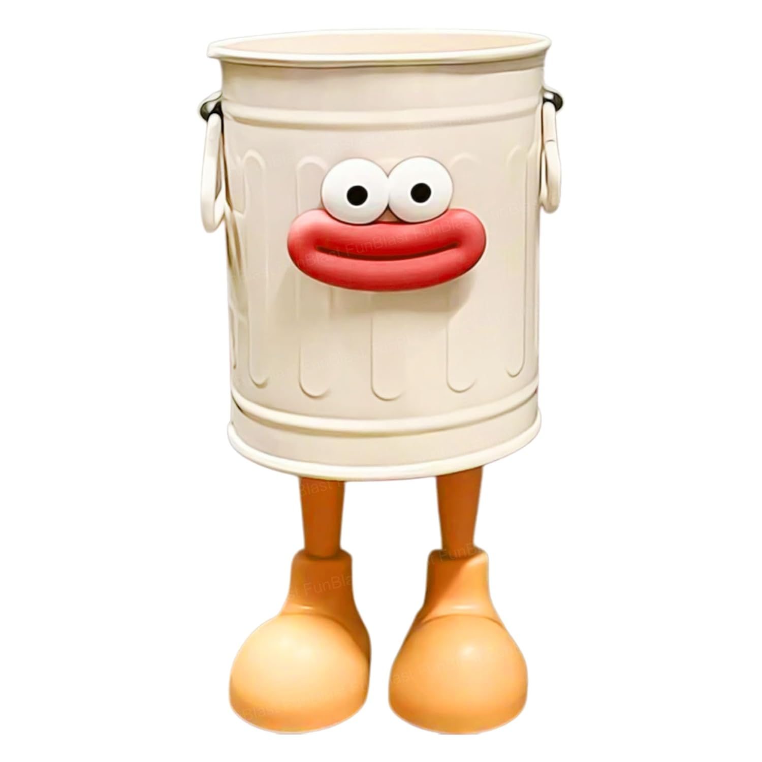 FunBlast Pencil Organizer for Desk – Cute Kawaii Tin Tabletop Storage Stand Includes Stickers & Stands, Desk Decorations, Stationery Container, Pen Stand for Kids & Adults (Beige)