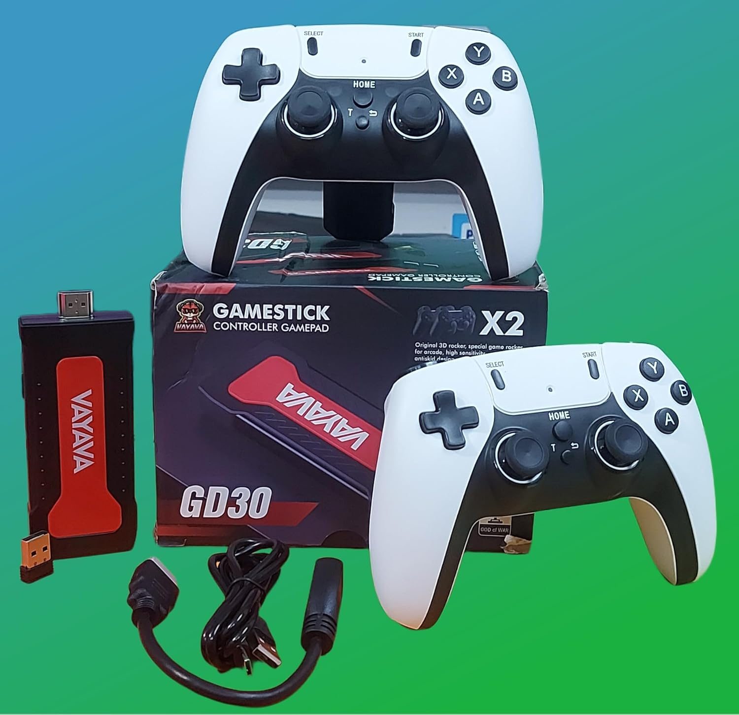 GPZ Gaming Console Gamestick Gd30 With 2 Wireless 2.4G Controllers 37000 Built In Classic Retro 2D 3D Games For All Age Kids And Youngers Ultimate Game For Plug & Play Enjoy Any Time