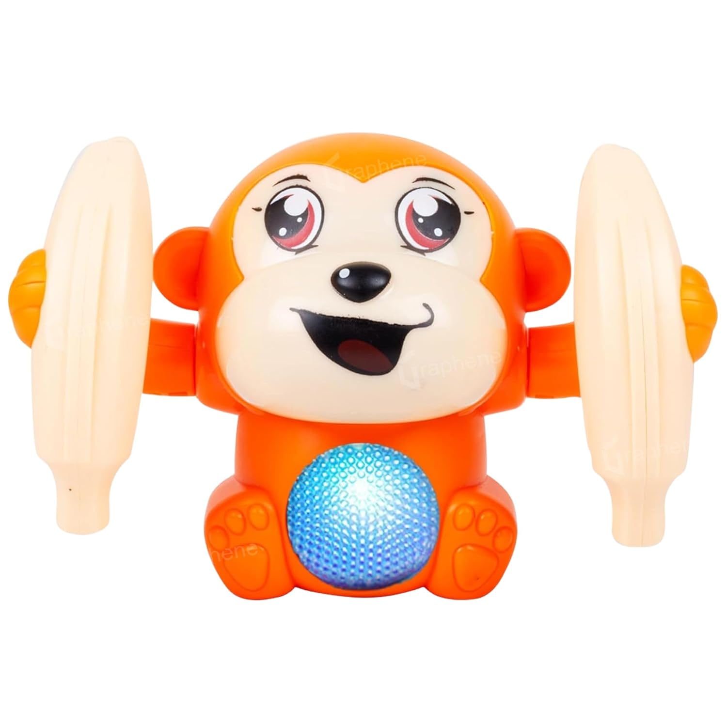 GRAPHENE Dancing and Spinning Voice Control Monkey Toy with Light and Sound, Interactive Baby Toy with Crawling Feature, Cute Banana Monkey, for Kids for Music, Fun & Learnings
