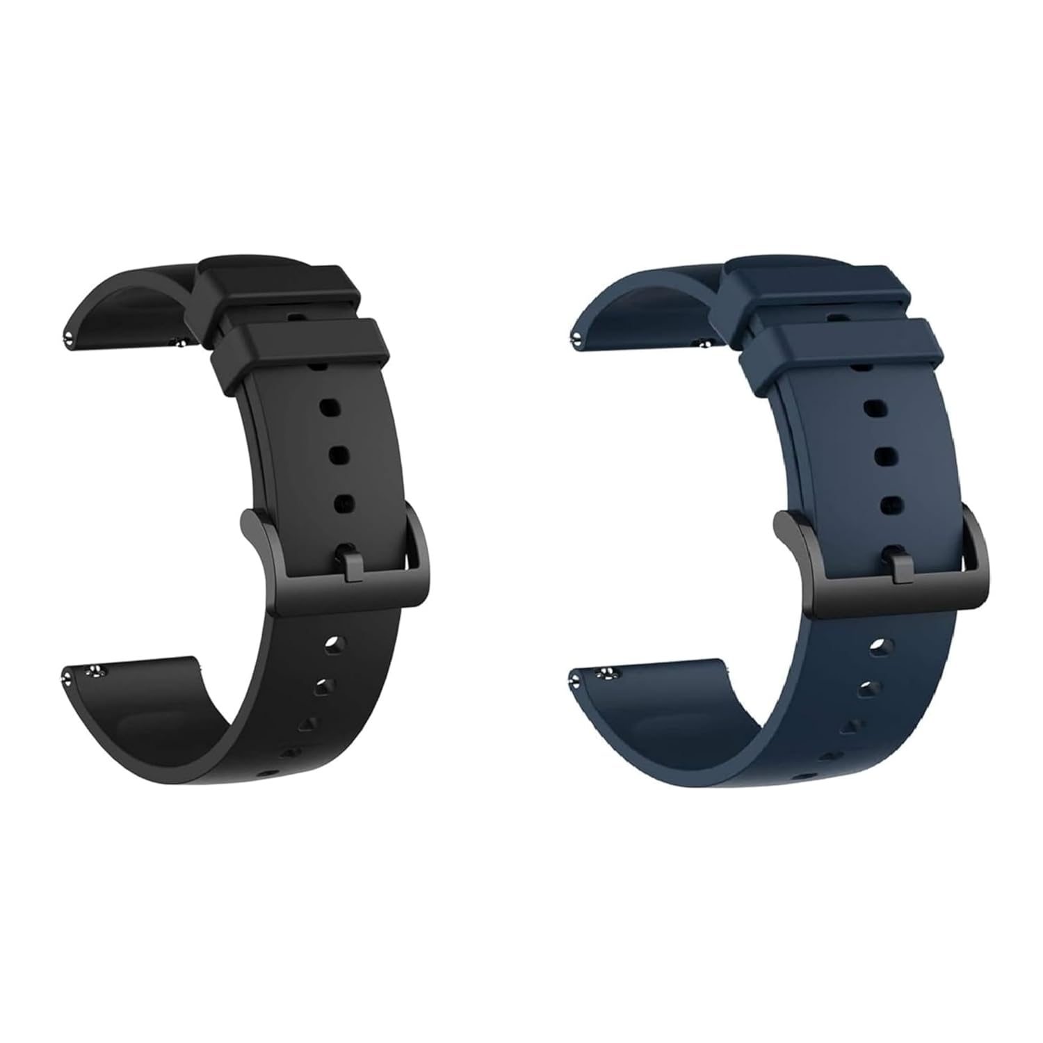 GUOi® 22MM Watch Strap Black Buckle Compatible for Colorfit Pro/Pro 4 Max/Realme S/S Pro/ColorFit Ultra/Ultra 2/GTR 2E & etc. All 22mm Watches (More Model in Photo) Pack of 2-Black & Navy