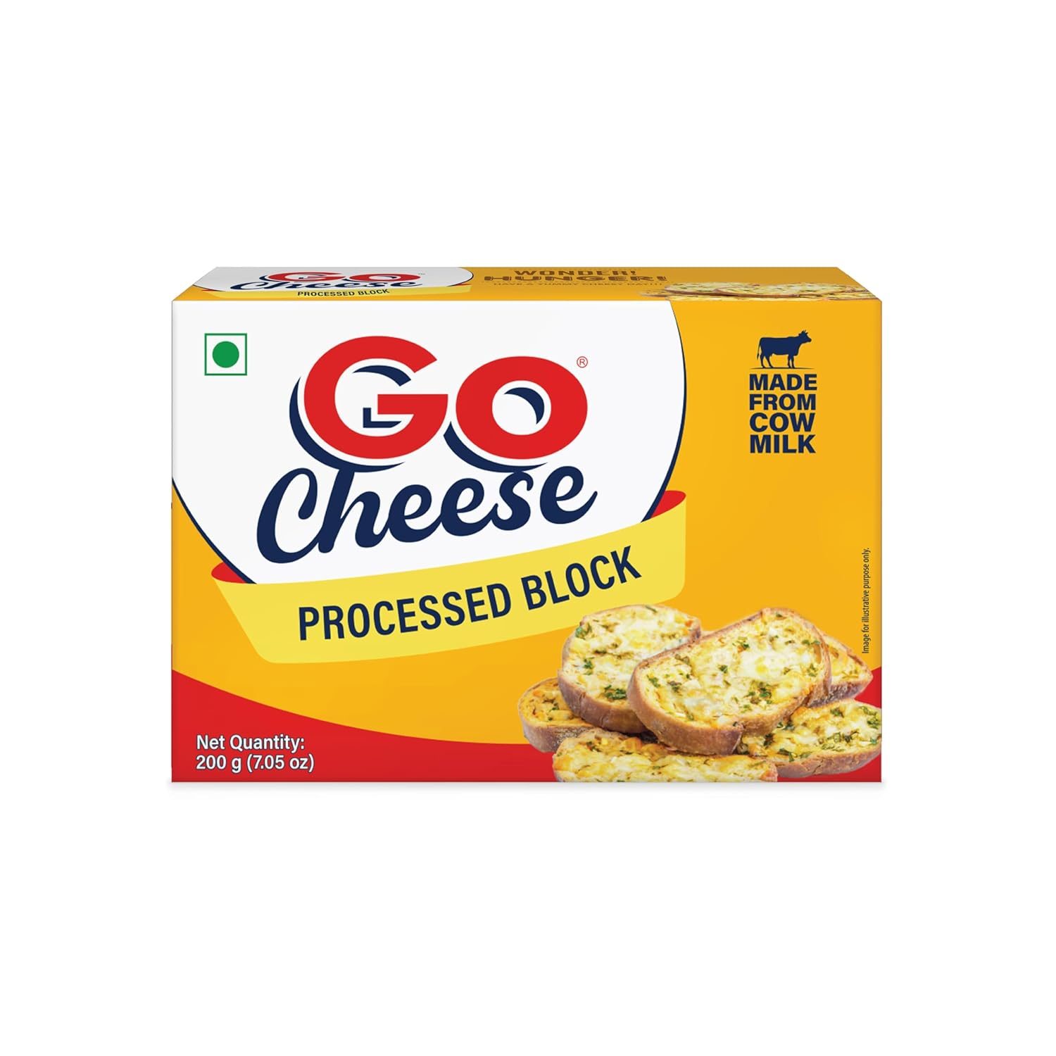 Go Cheese Processed Cheddar Cheese Block 200g
