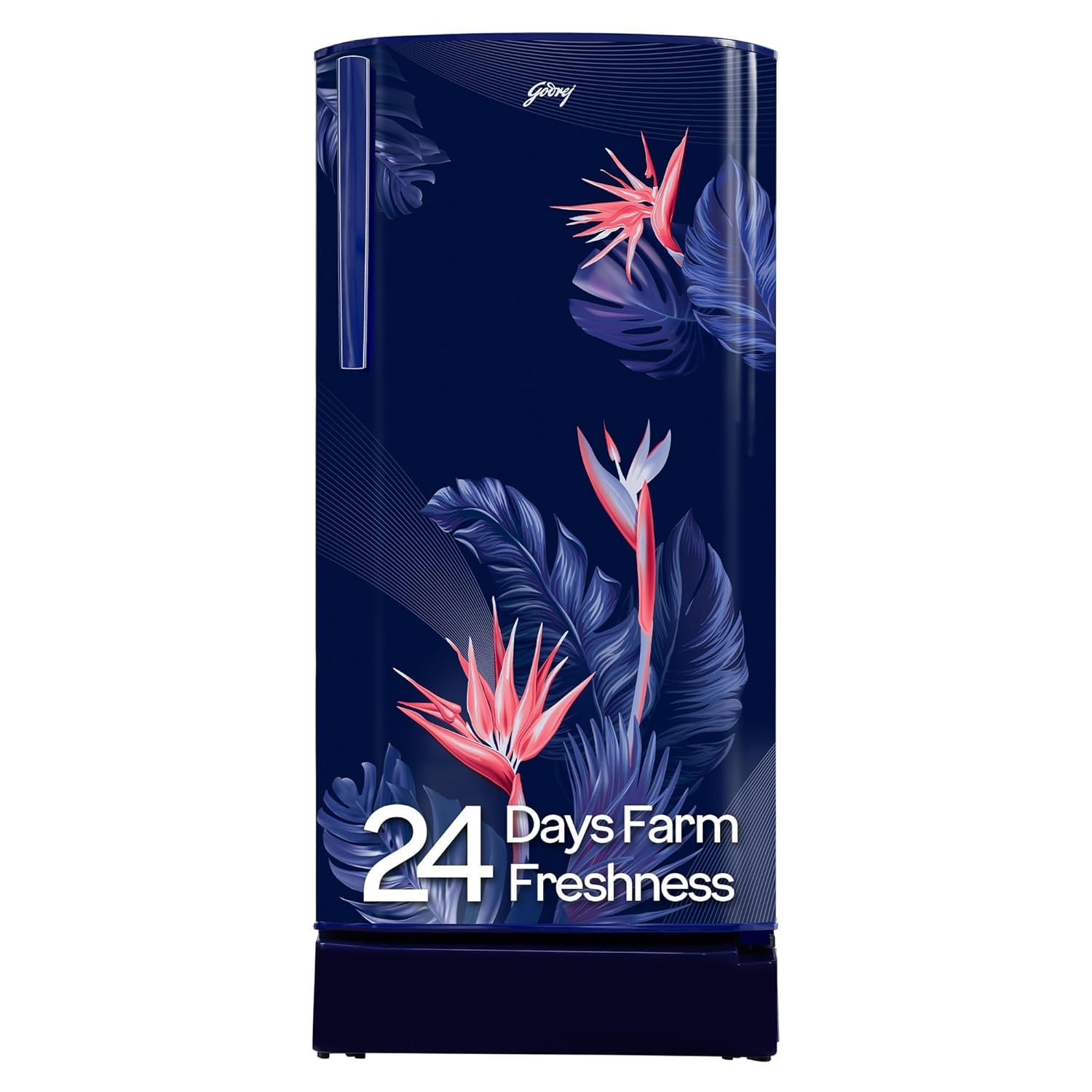 Godrej 183 L 3 Star Farm Fresh Crisper Technology With Jumbo Vegetable Tray Direct Cool Single Door Refrigerator(2023 Model, RD R190C THF FR BL, Floral Blue)